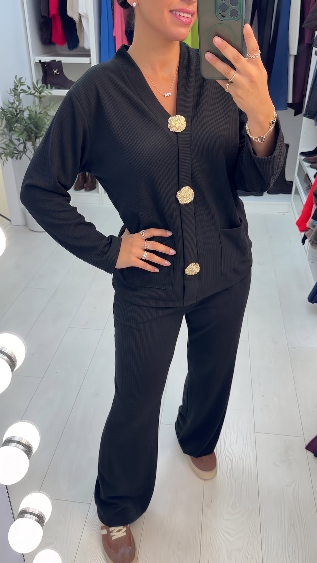 Wynona Ribbed Button Front Loungewear Set