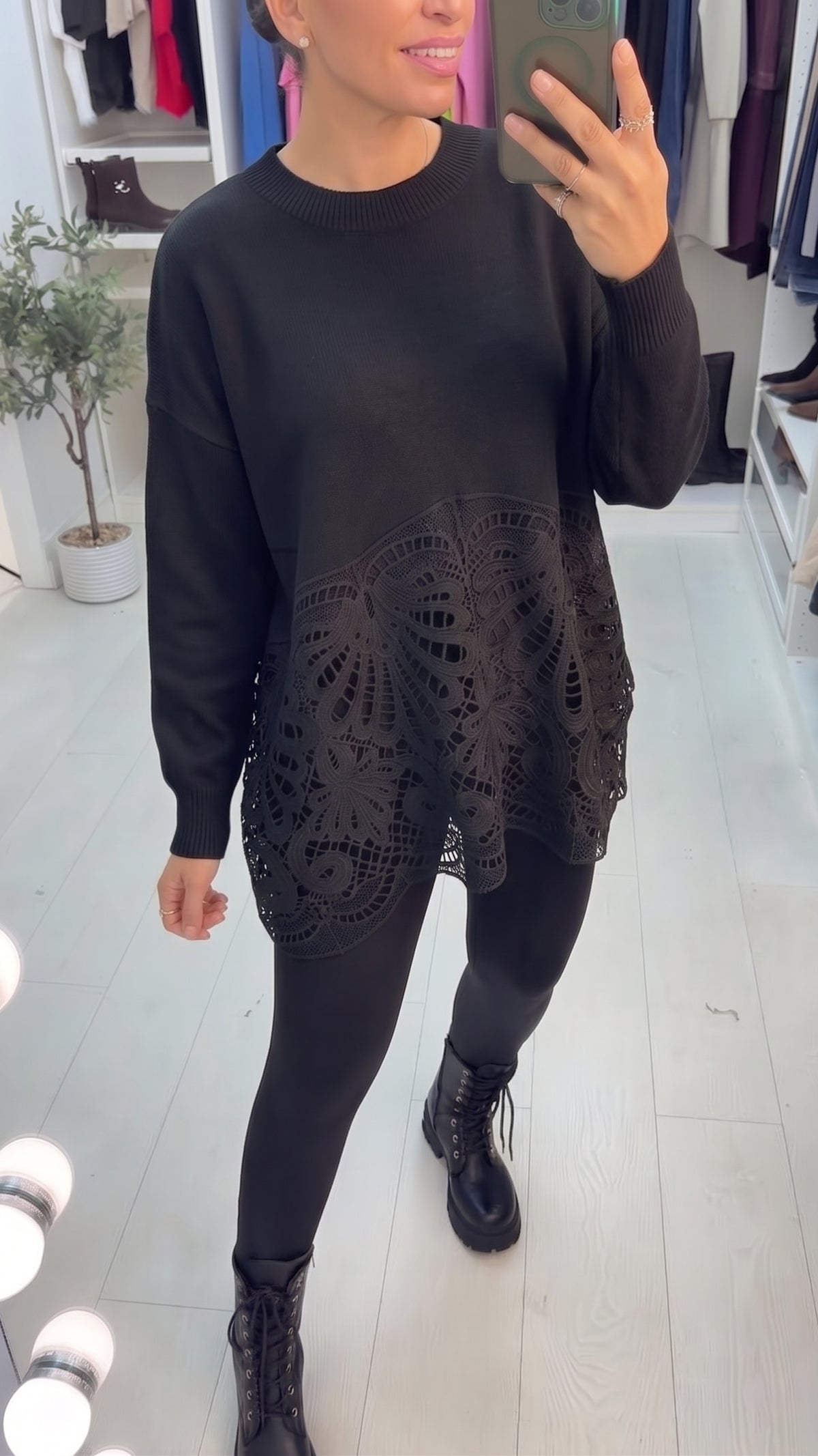 Roxana Crochet Detailed Knit Jumper