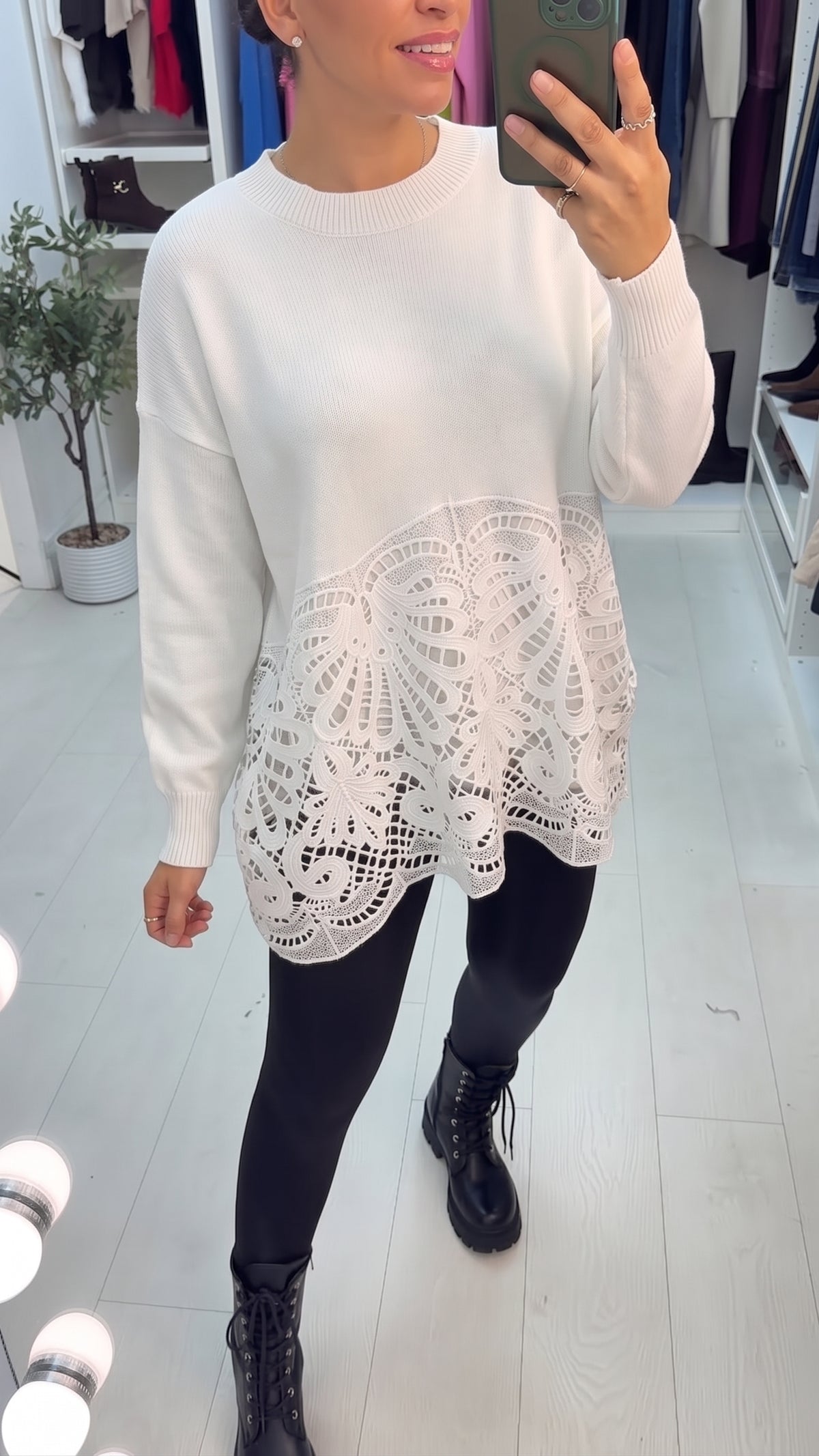 Roxana Crochet Detailed Knit Jumper