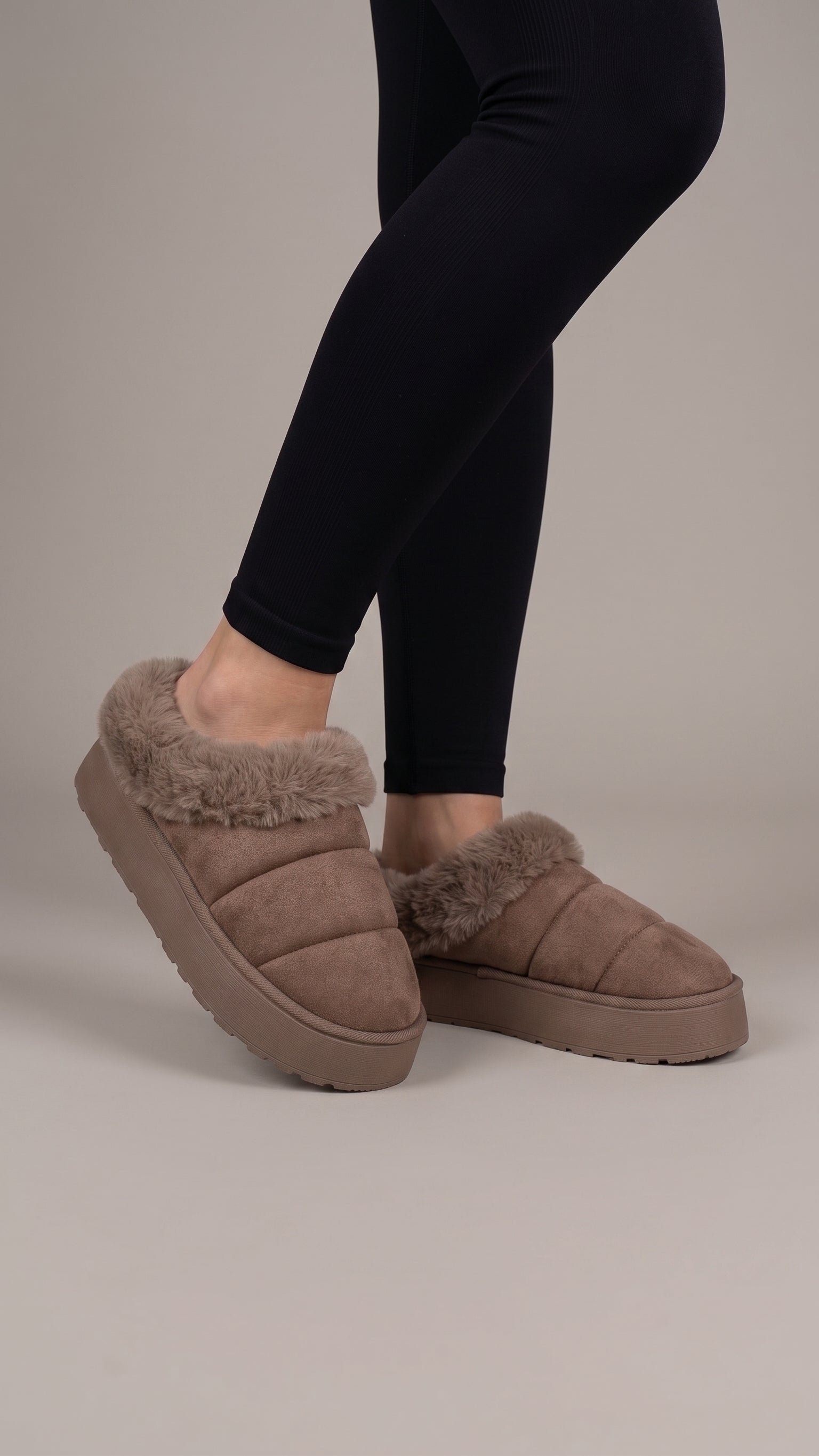 Eris Faux Fur Suede Platform Clogs