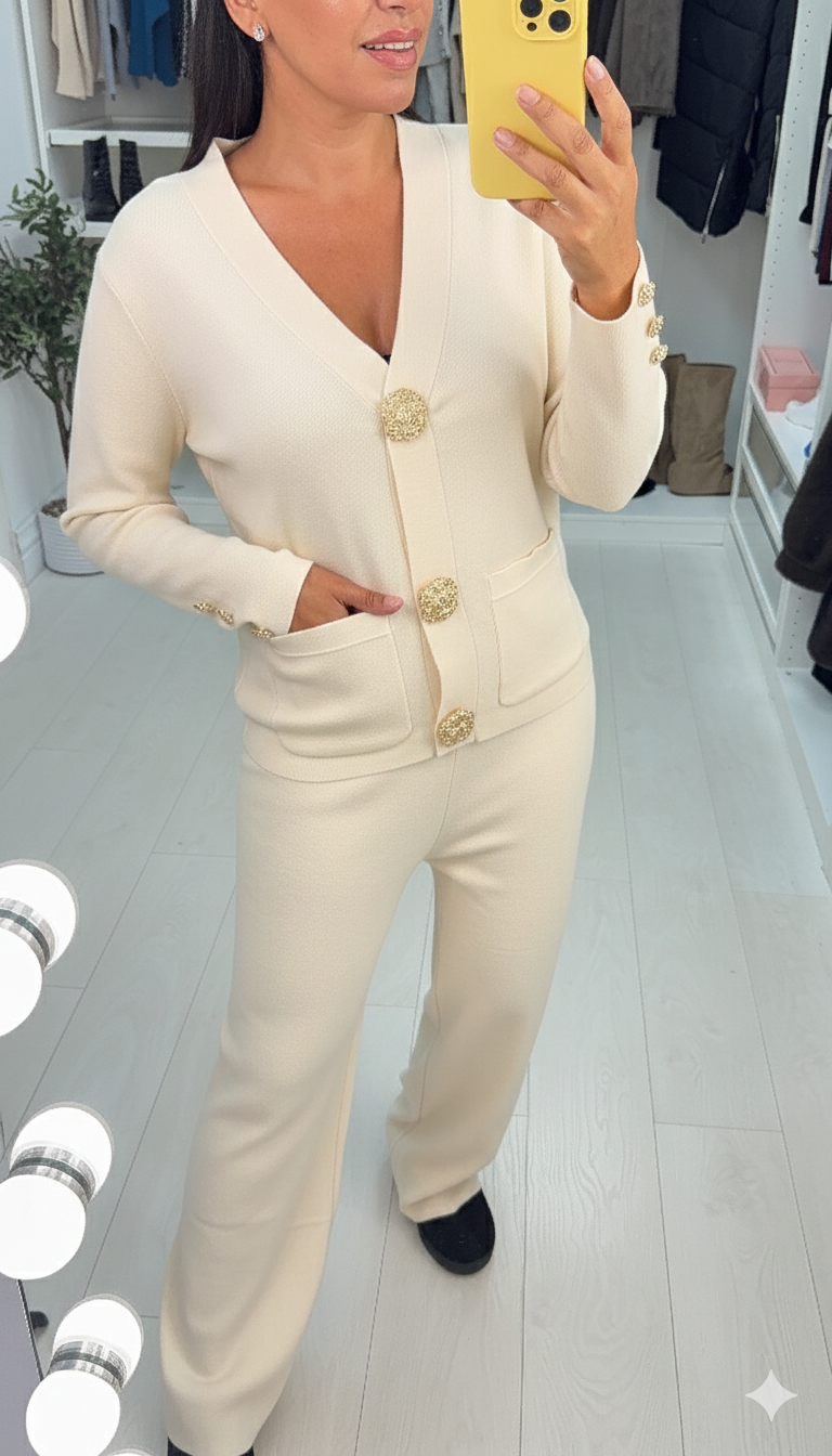 Yasminda Plain Statement Button Front Co-Ord Set
