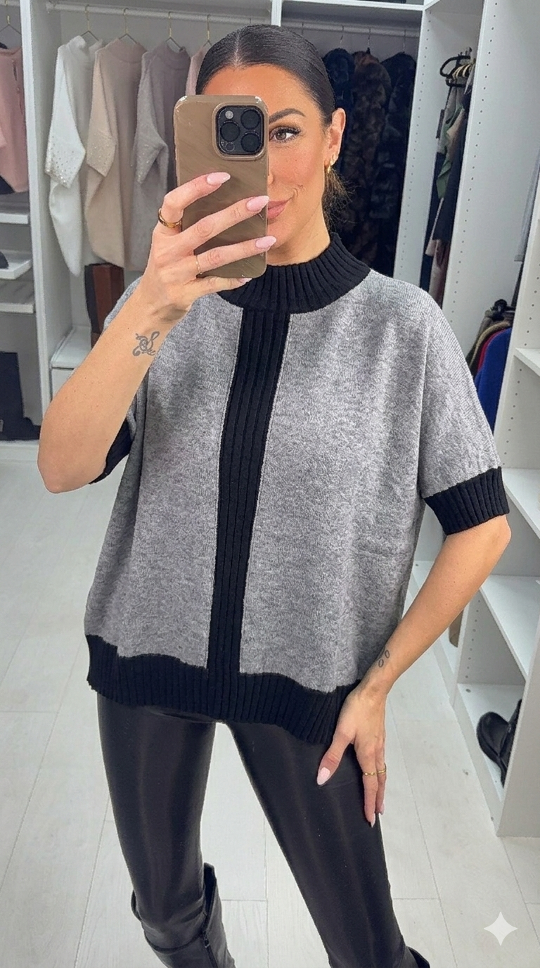 Tianey Colour Block Short Sleeve Jumper