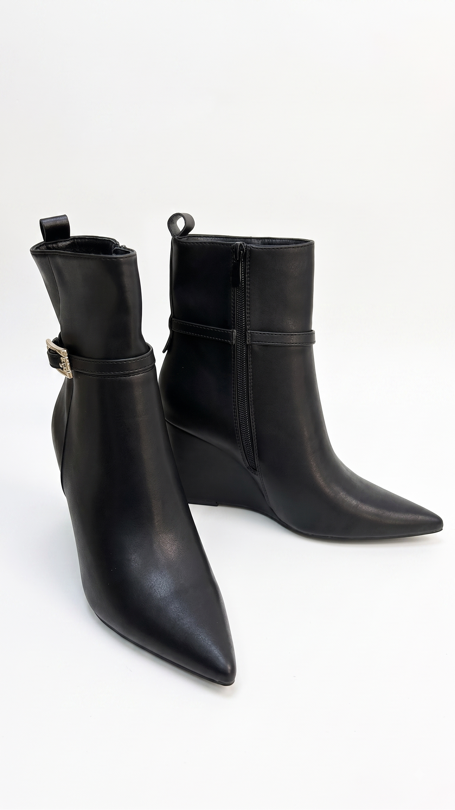 Alicia Faux Leather Pointed Wedge Boots