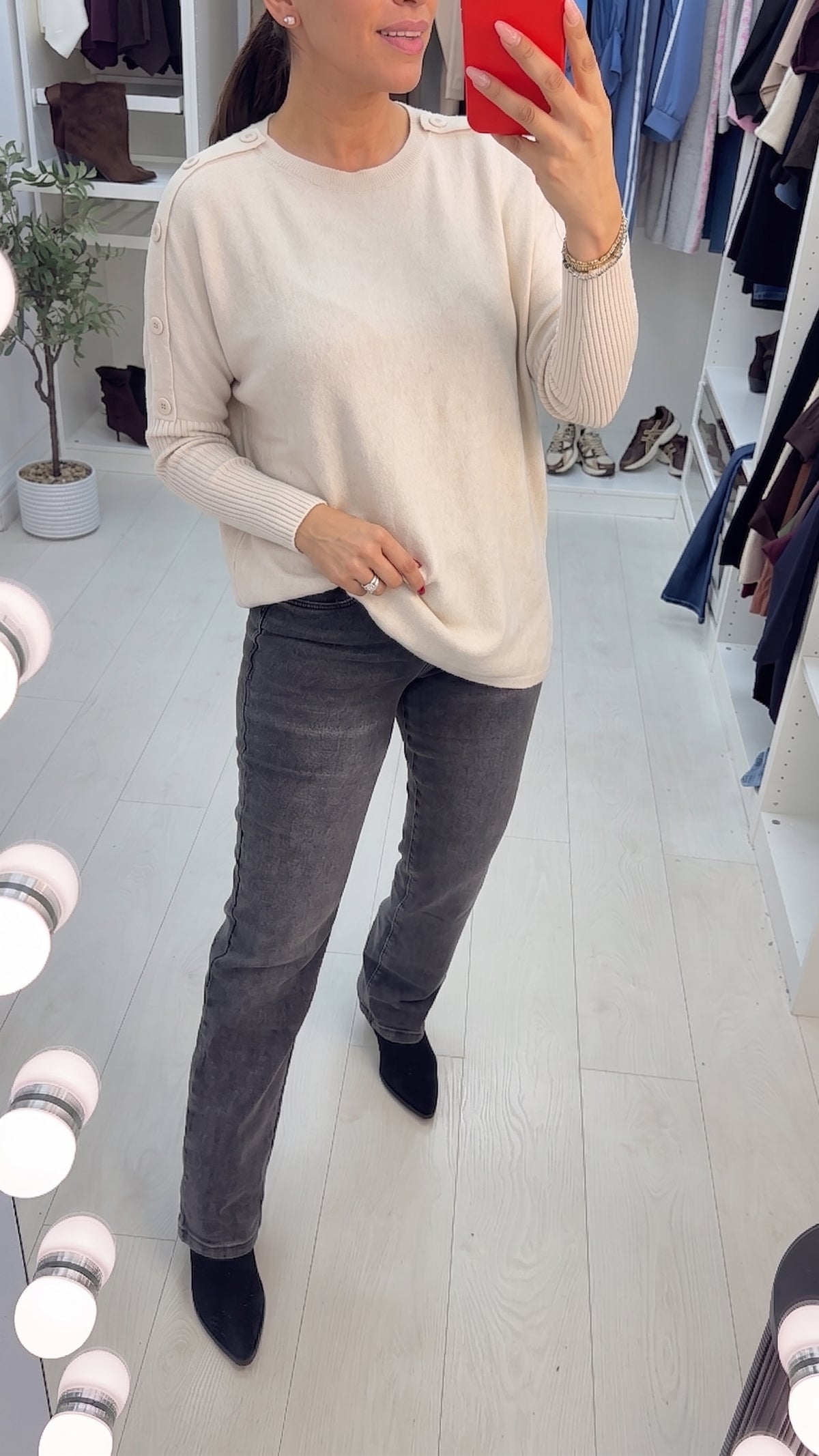 Simone Button Detail Batwing Jumper