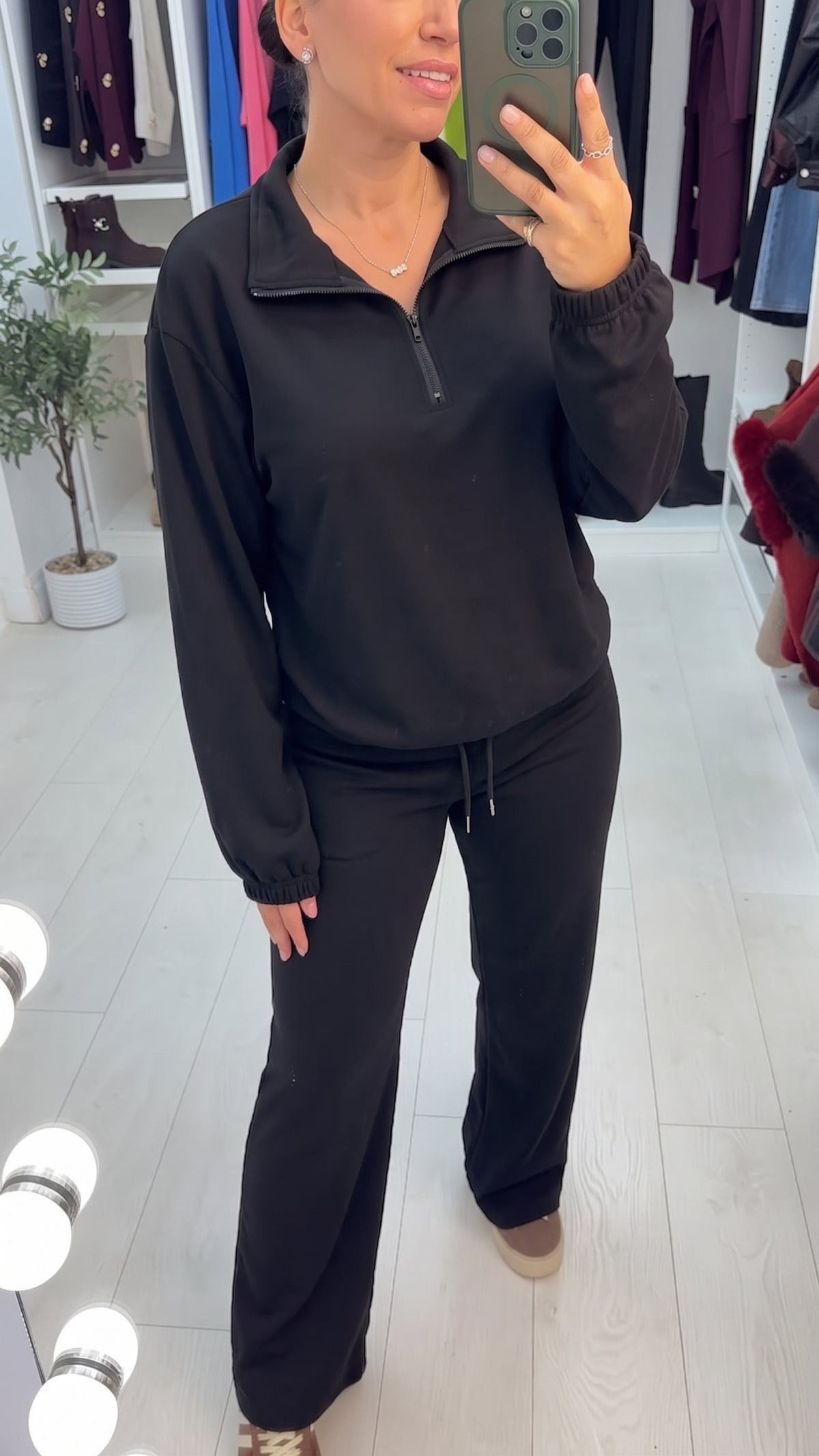 Nadira Plain Quarter Zip Loungewear Set