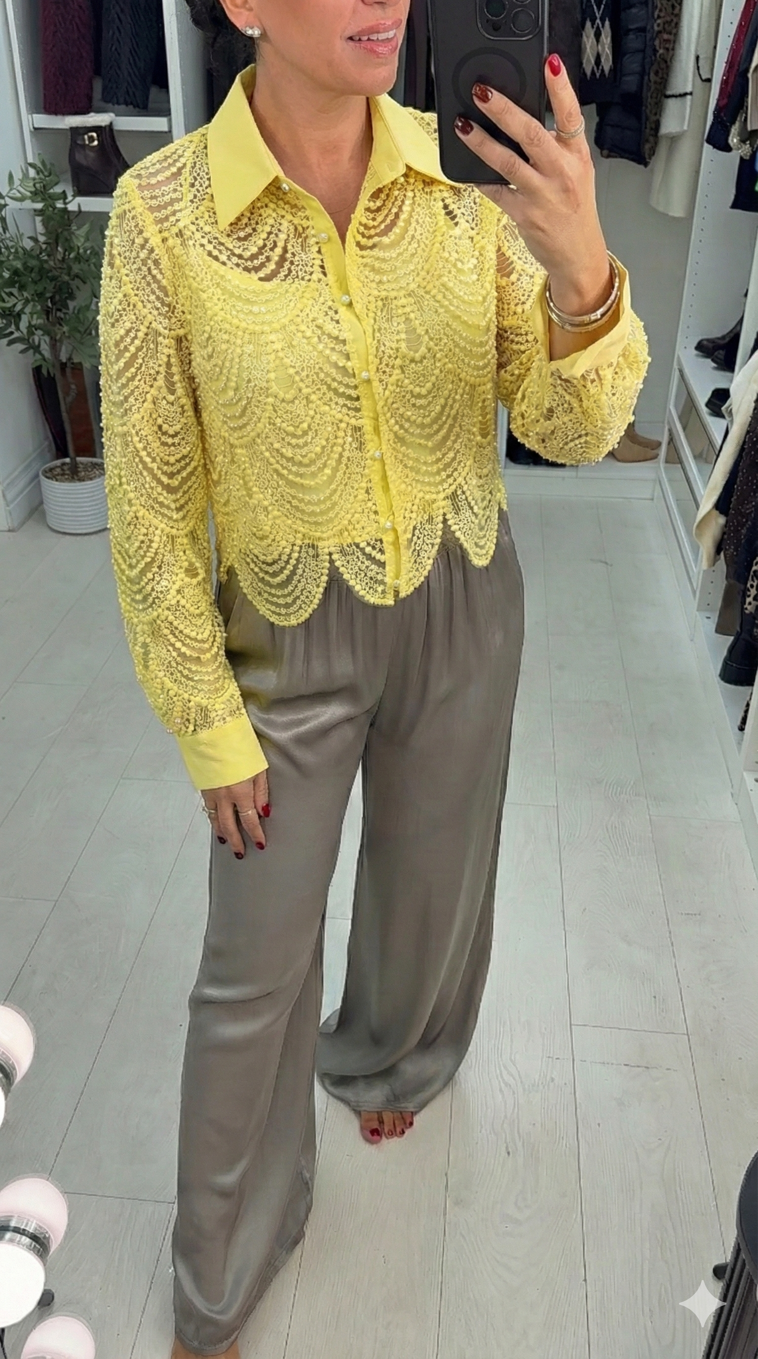 Noemi Full Pearl Bead Detail Top