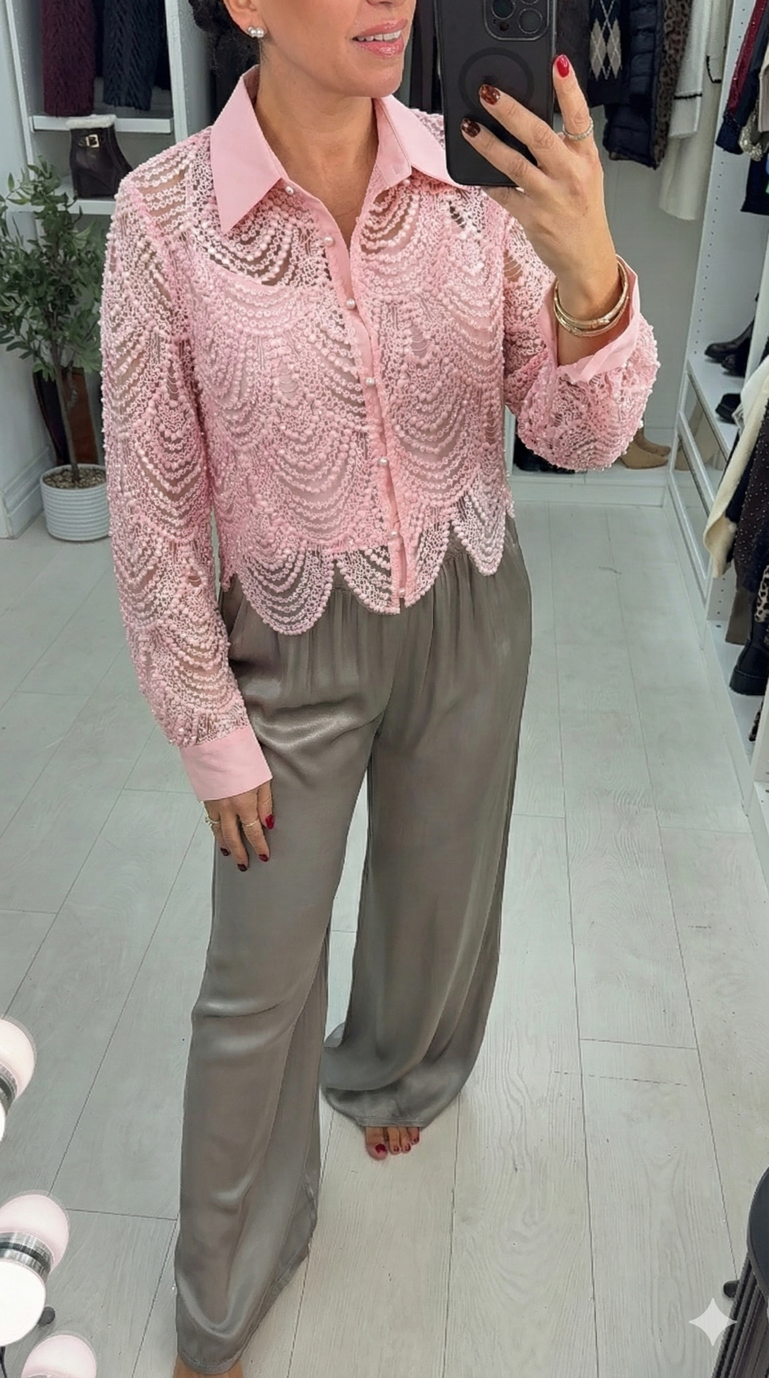 Noemi Full Pearl Bead Detail Top