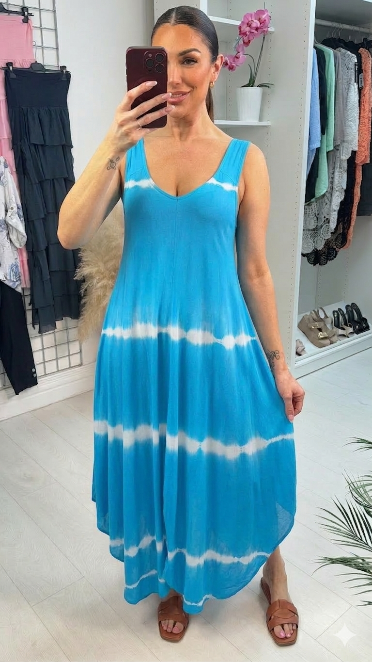 Nevena Tie Dye Asymmetric Maxi Dress