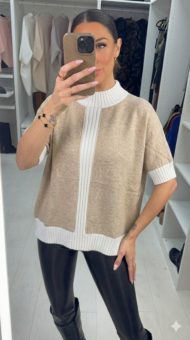 Tianey Colour Block Short Sleeve Jumper