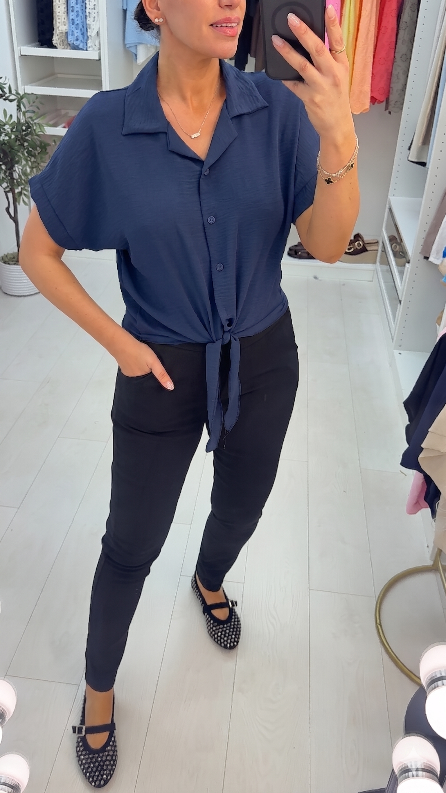 Giovana Plain Tie Front Shirt