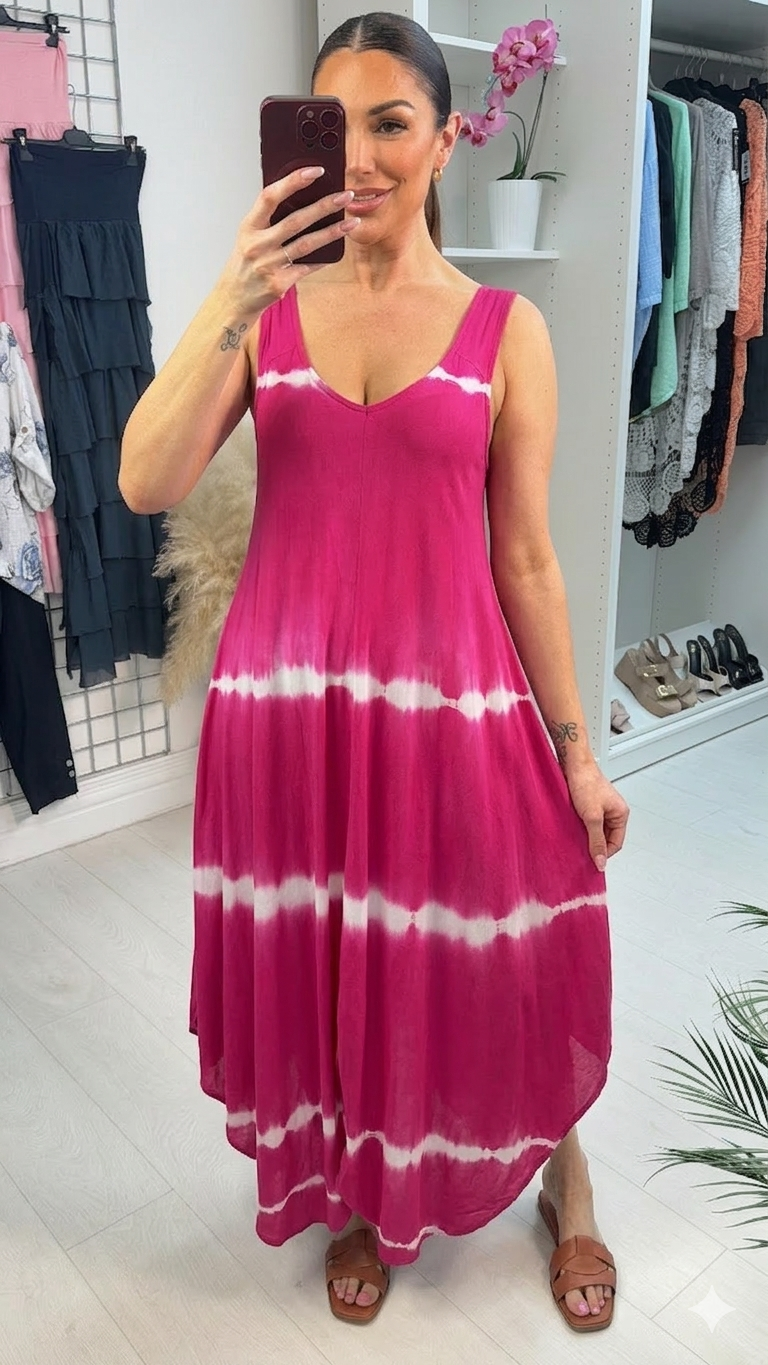Nevena Tie Dye Asymmetric Maxi Dress