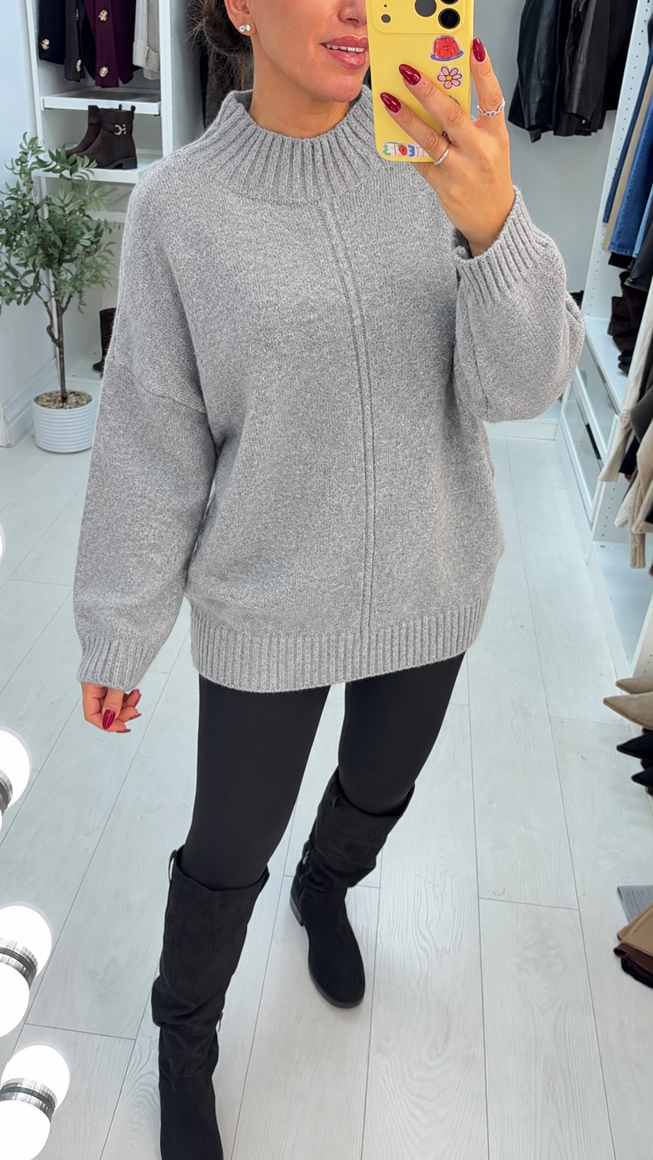 Sadia Plain High Neck Longline Jumper