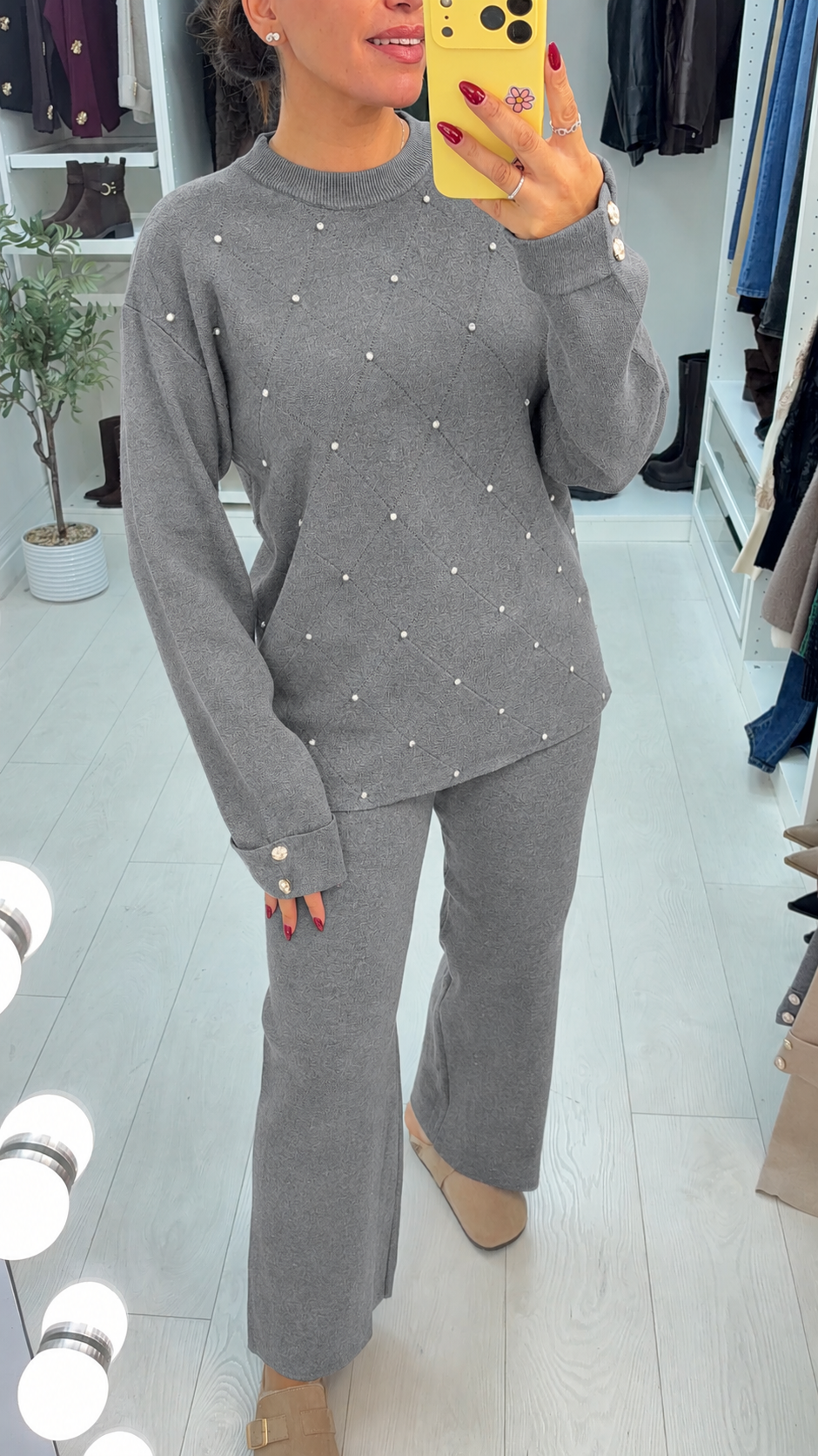Ottie Plain Diamante Embellished Loungewear Set