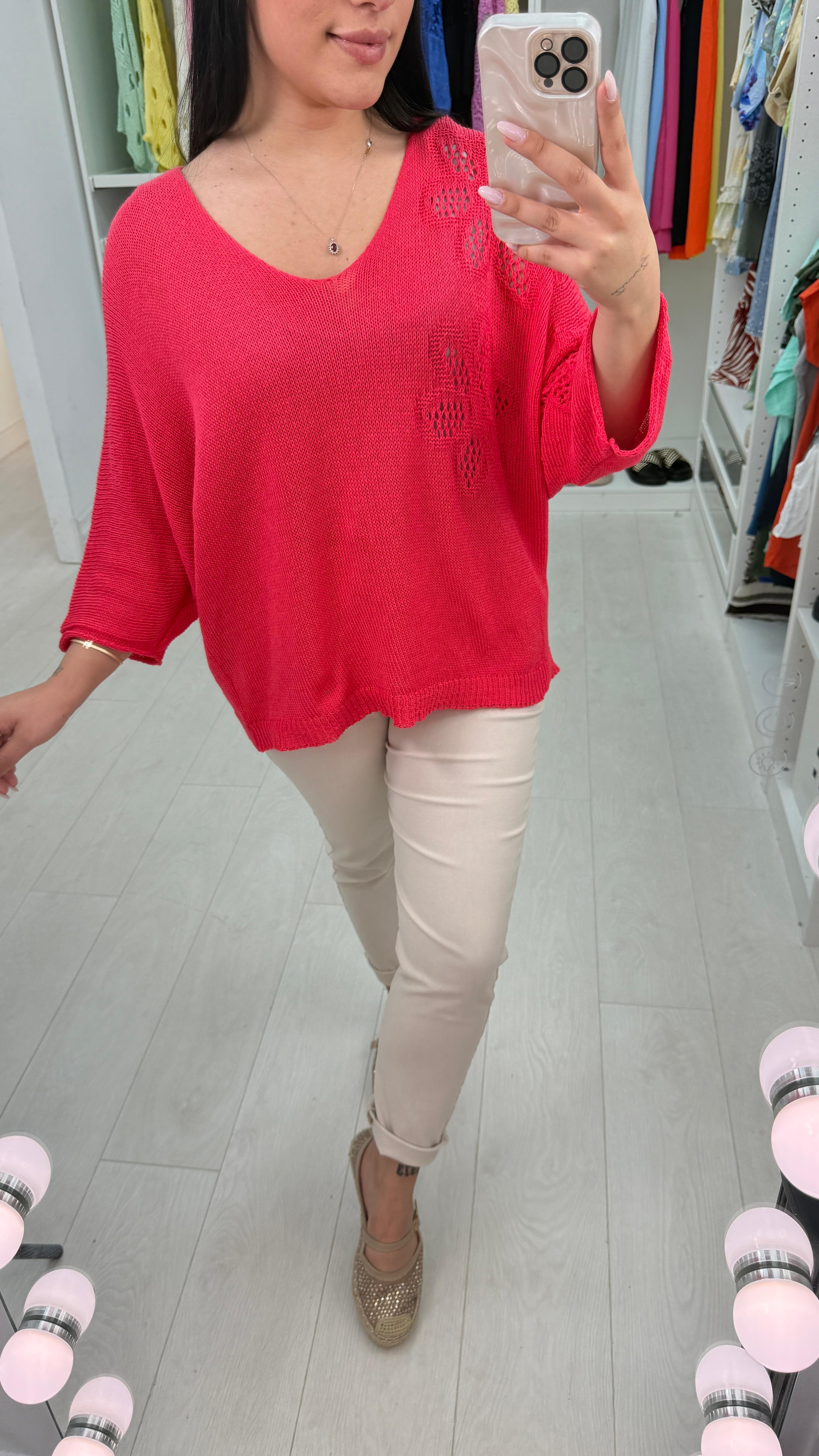 Keziah Plain Floral Detail Crochet Top