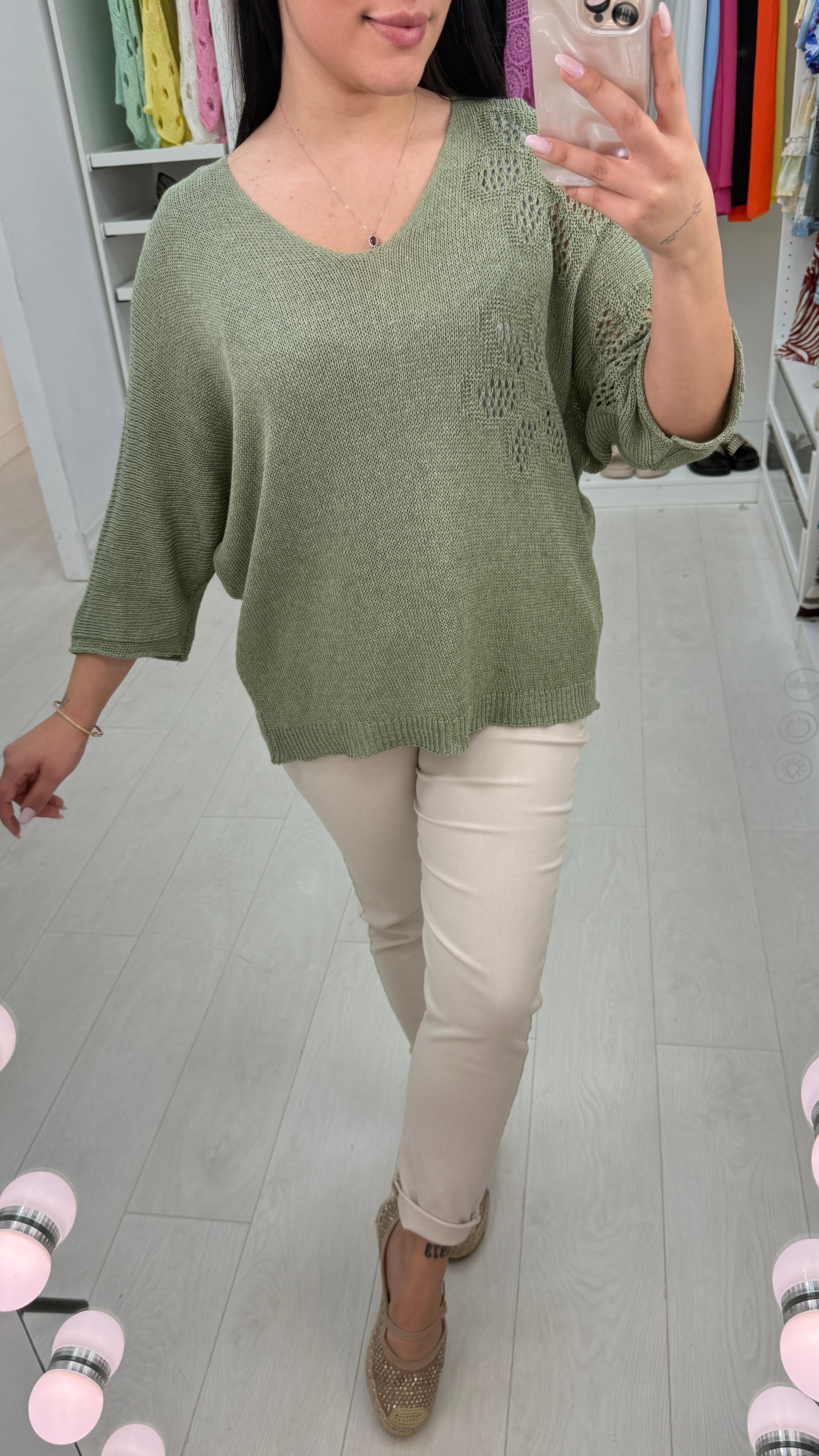 Keziah Plain Floral Detail Crochet Top