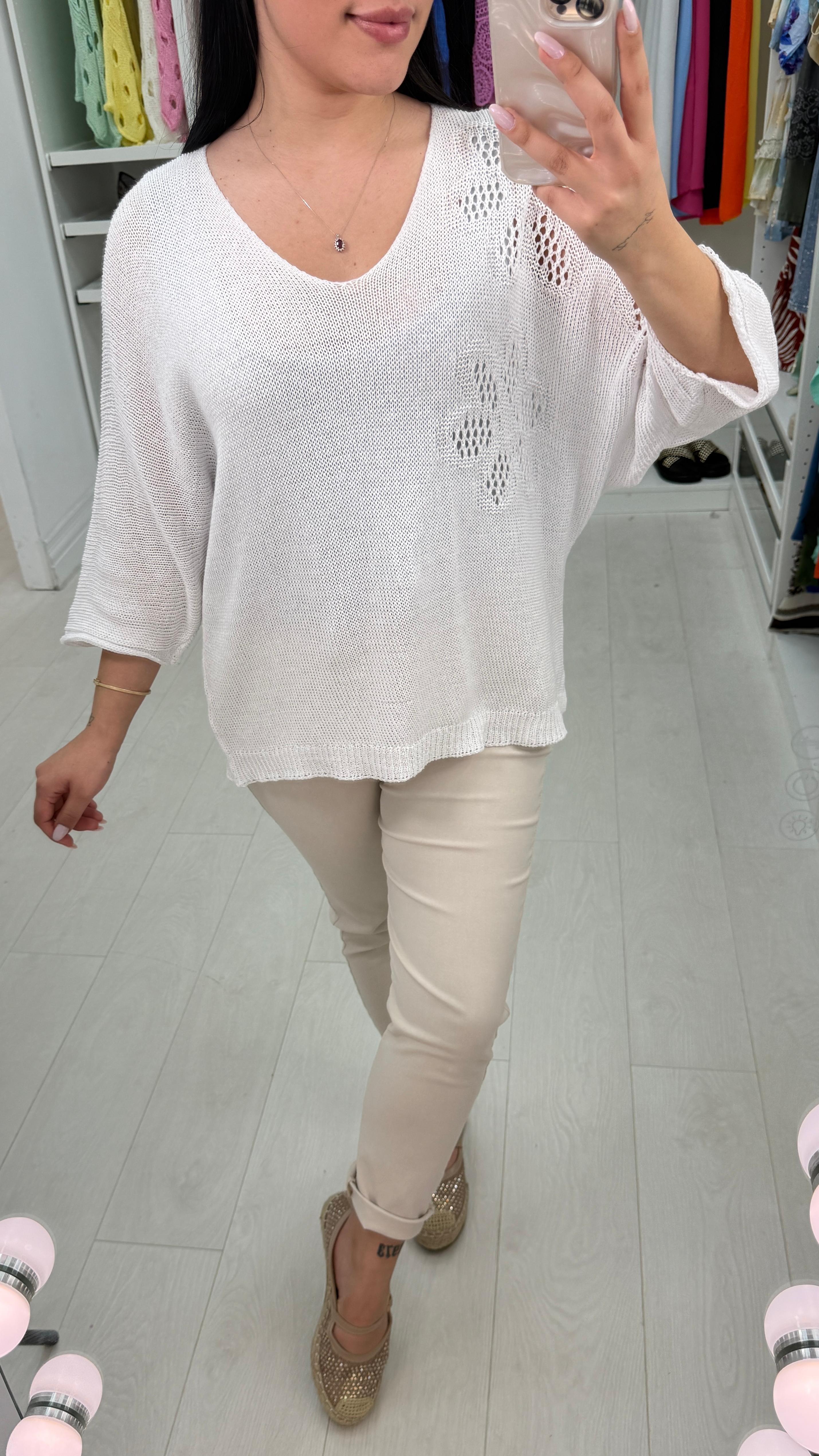 Keziah Plain Floral Detail Crochet Top