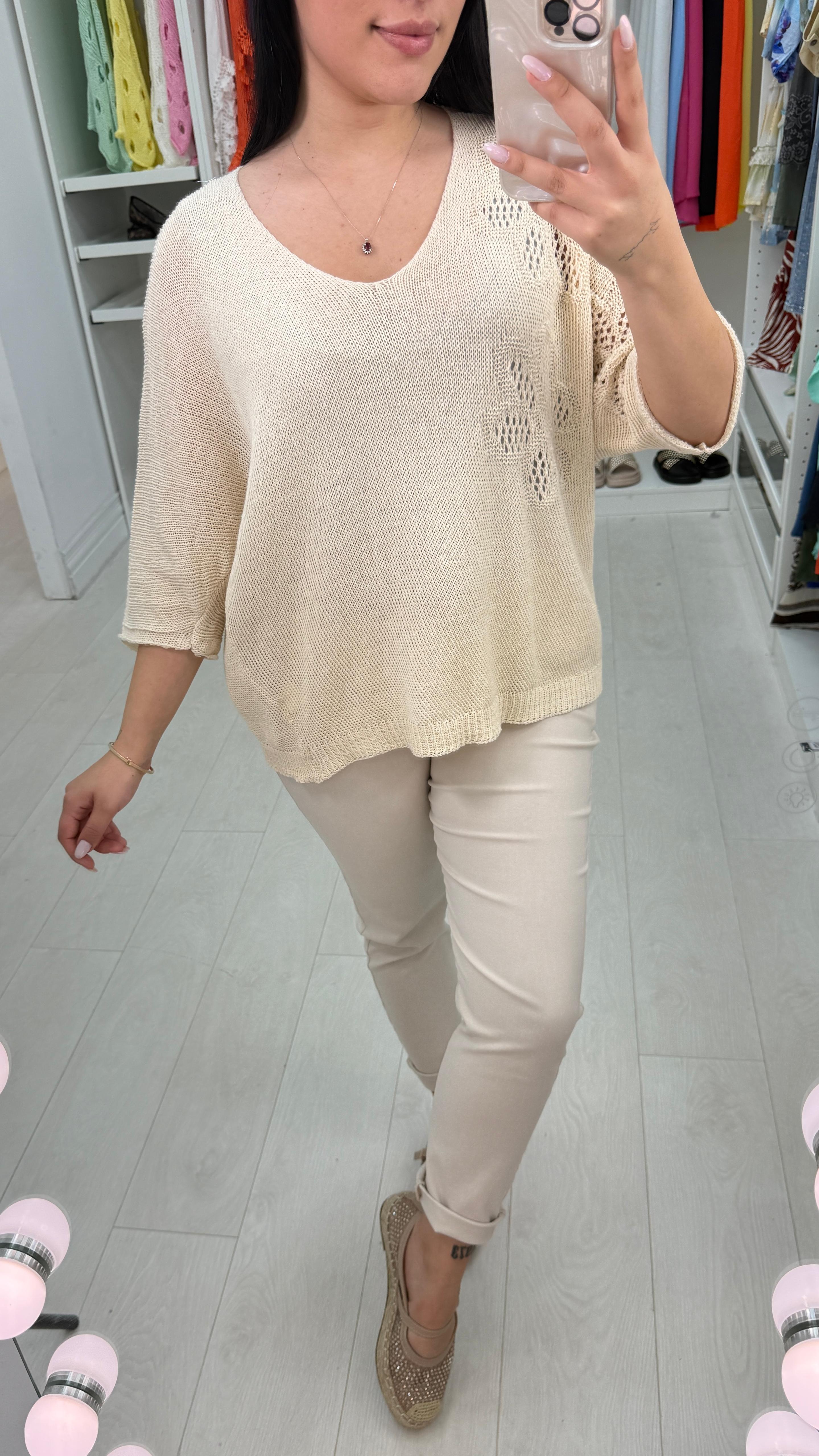 Keziah Plain Floral Detail Crochet Top