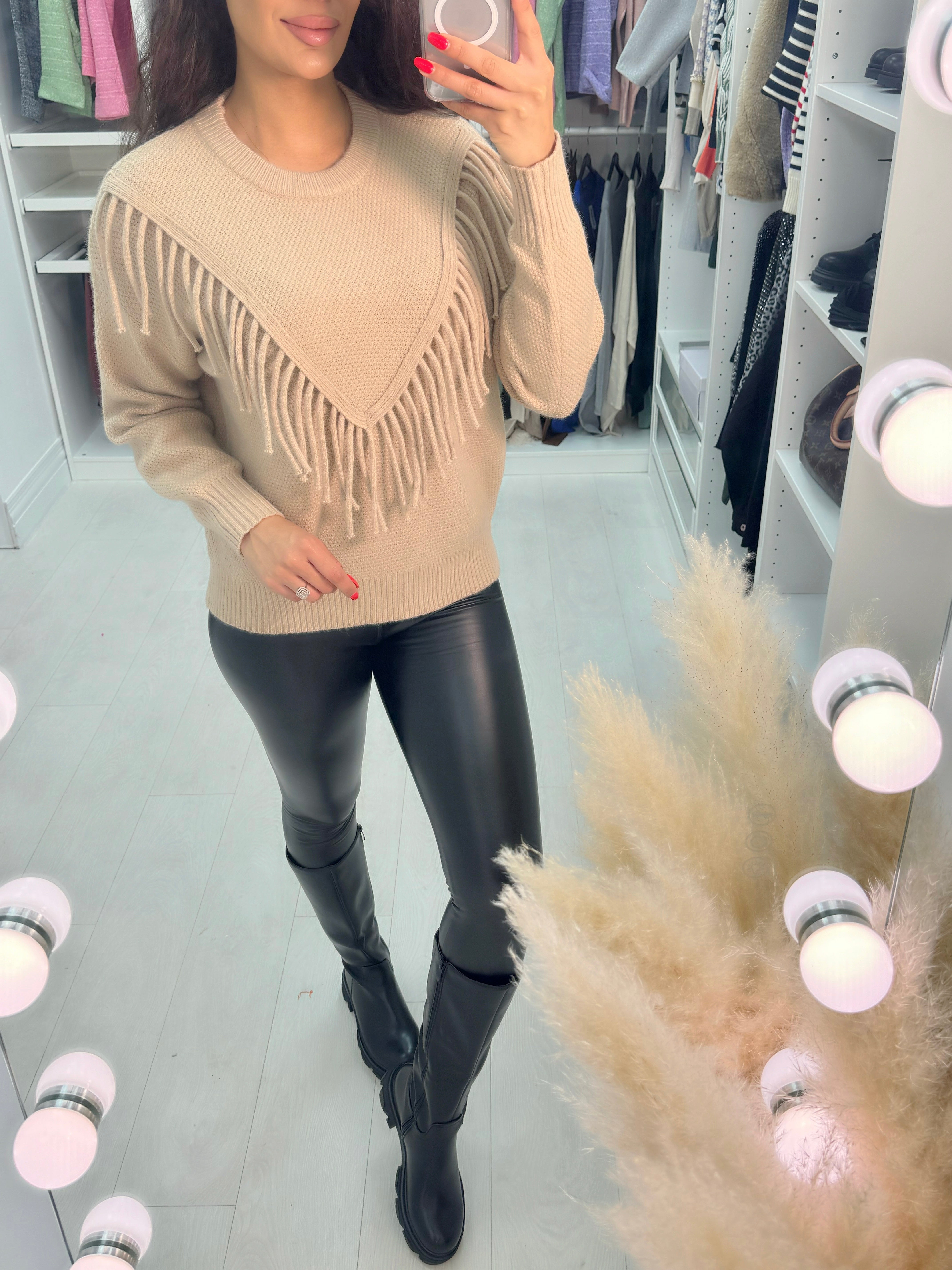 Dallis Crepe Effect Fringe Jumper