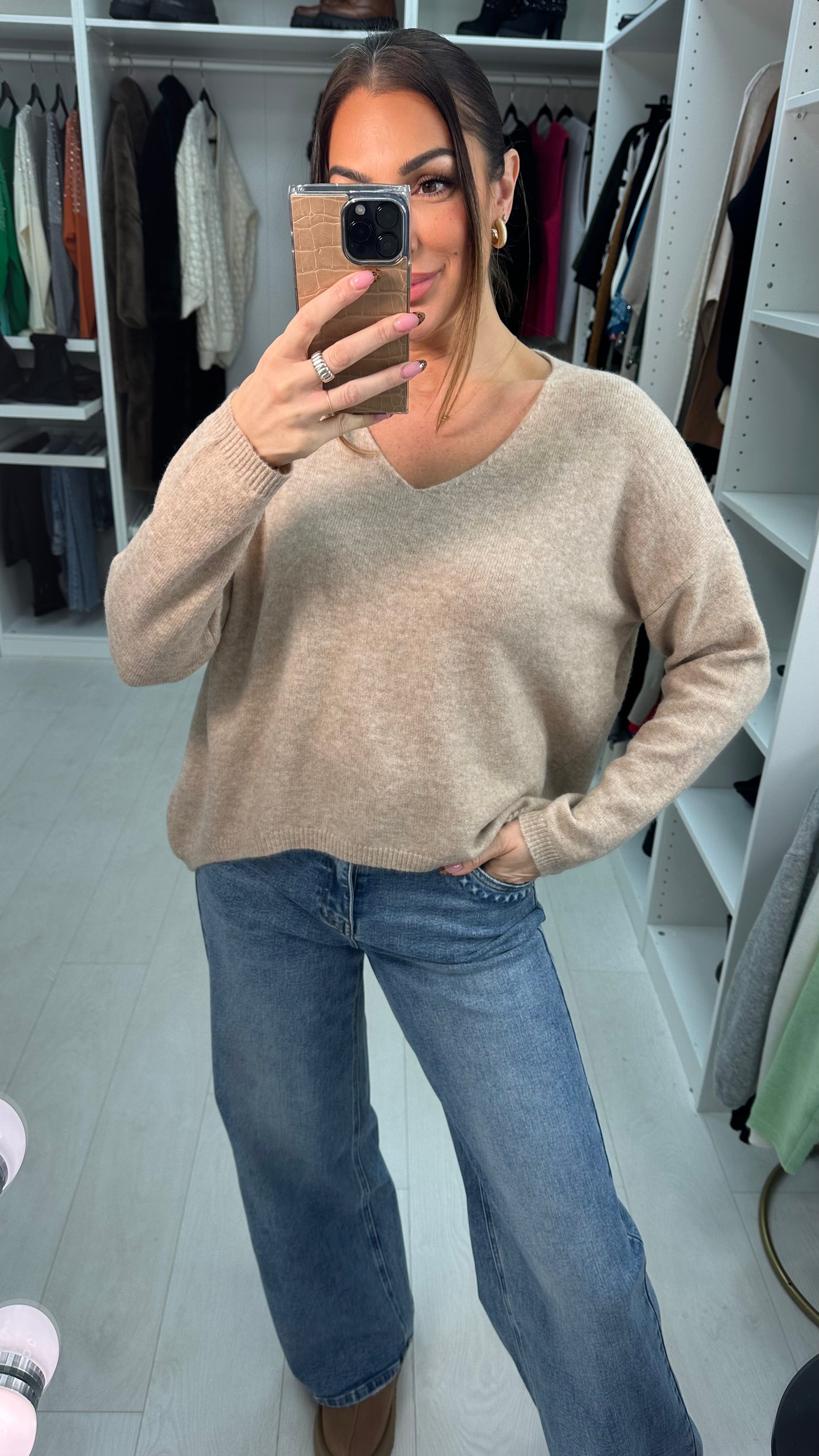 Renata Plain Super Soft V Neck Jumper