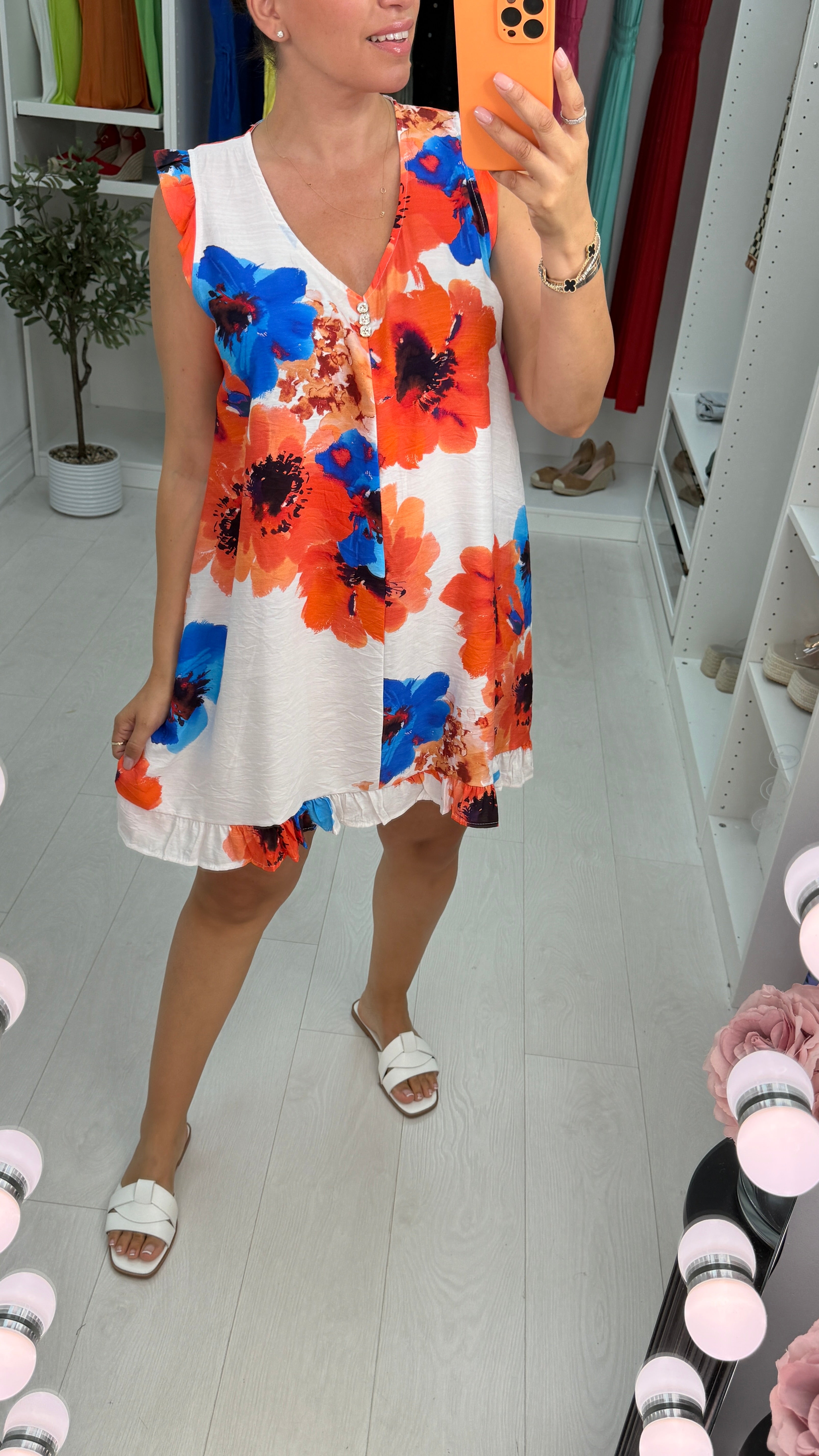 Nerys Watercolour Flower Print Loose Fit Dress