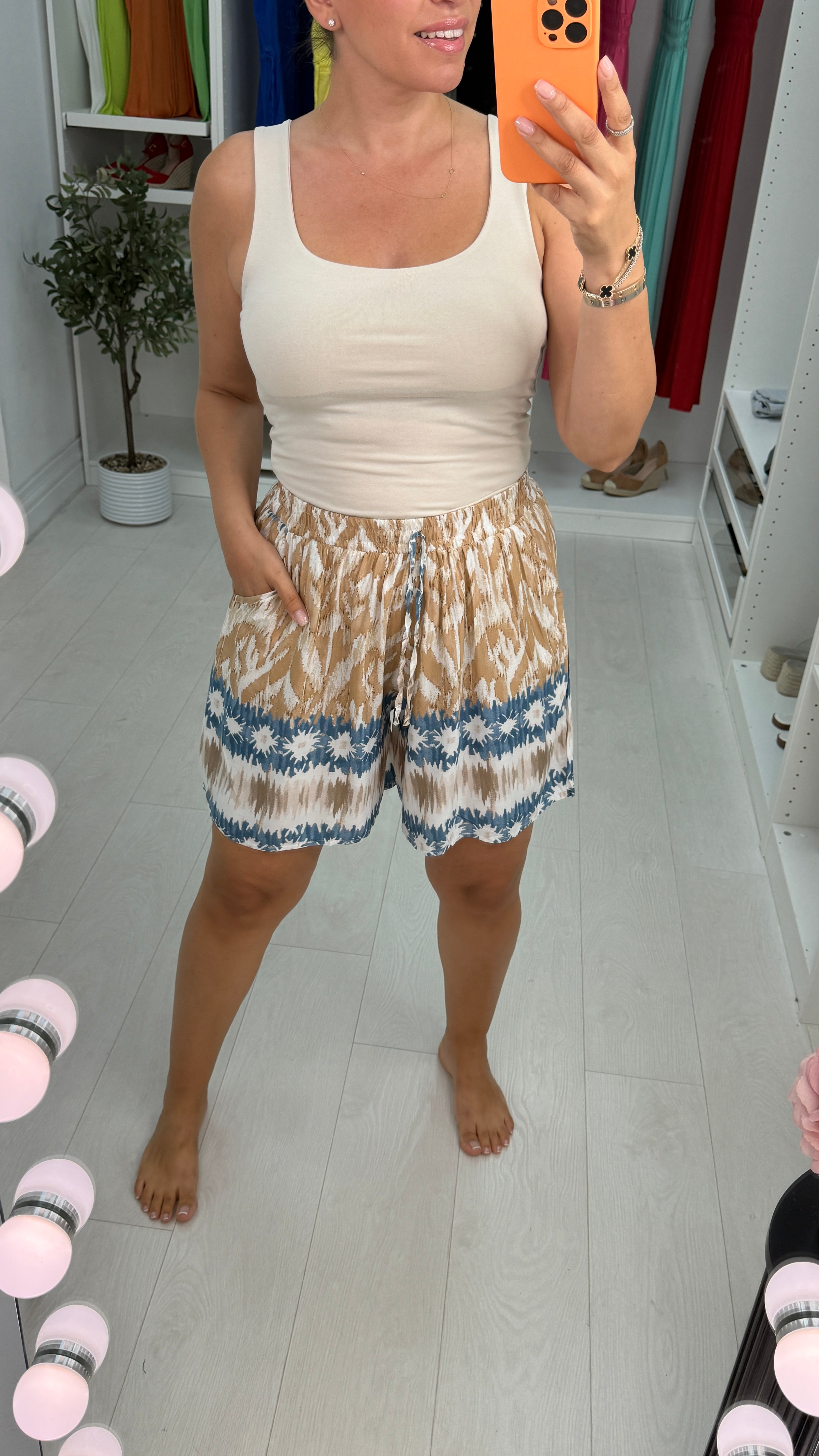 Jovie Abstract Print Elasticated Waist Shorts