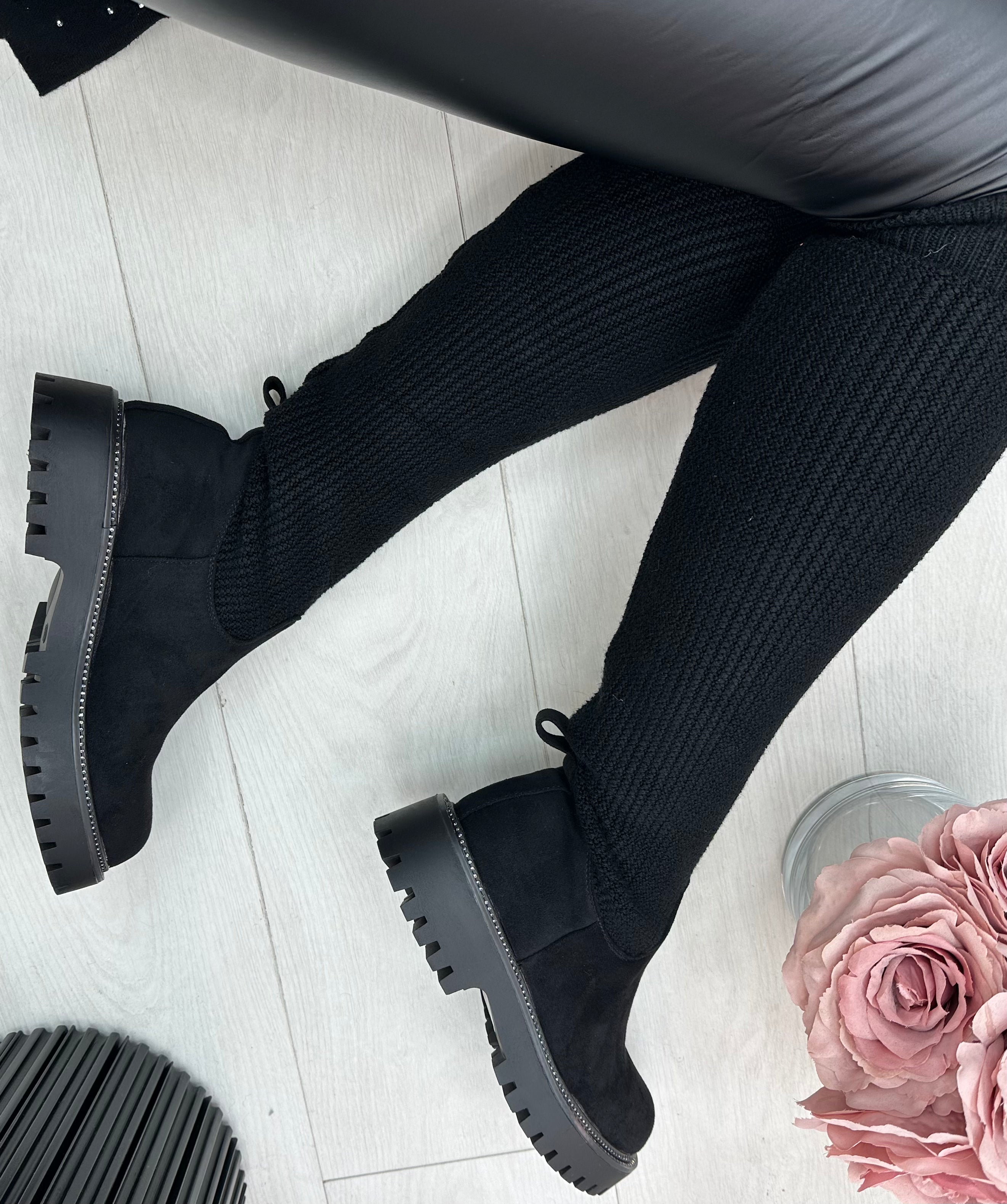 Remy Suede Sock Knee High Boots