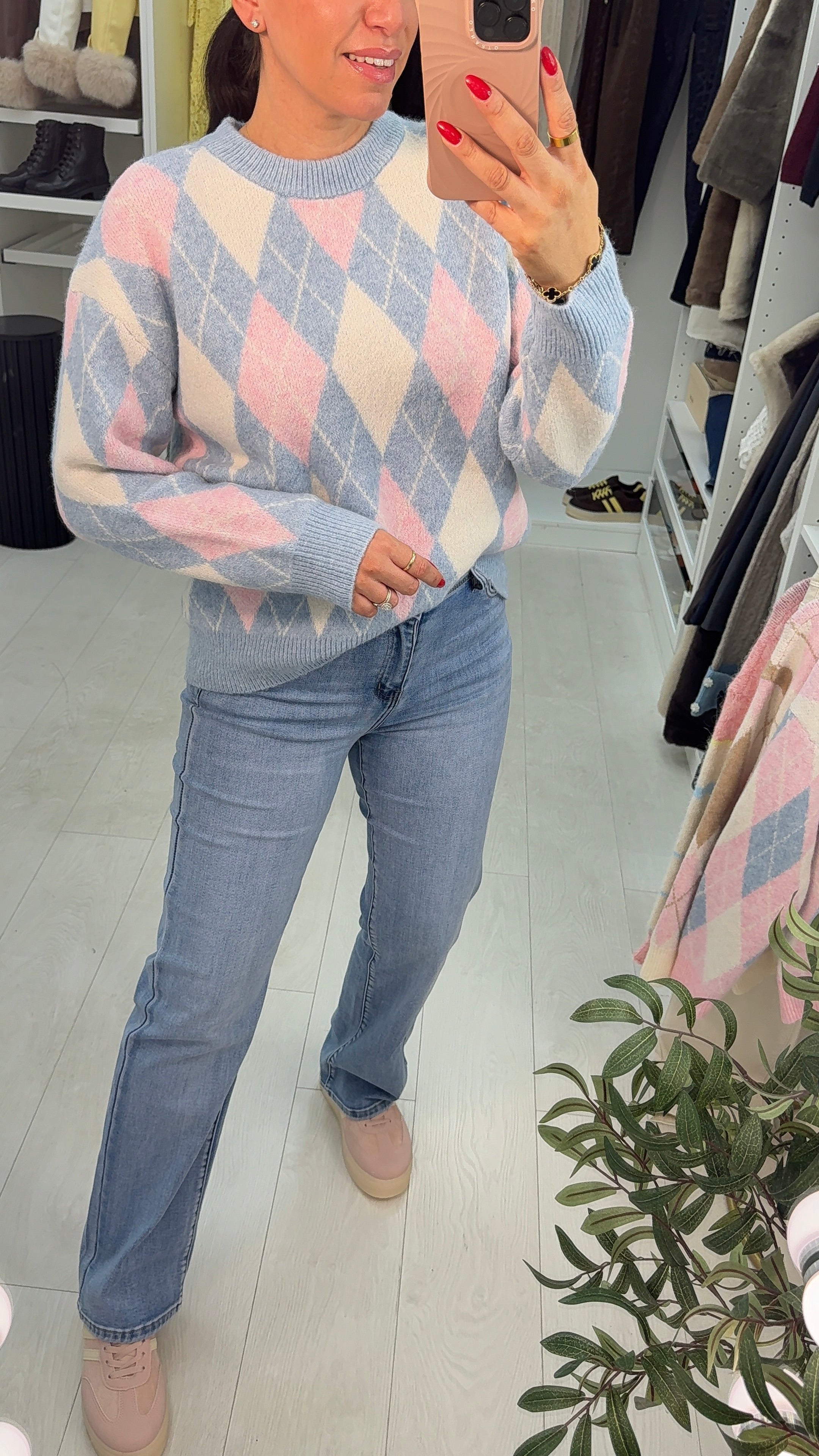 Anabella Super Soft Argyle Print Jumper