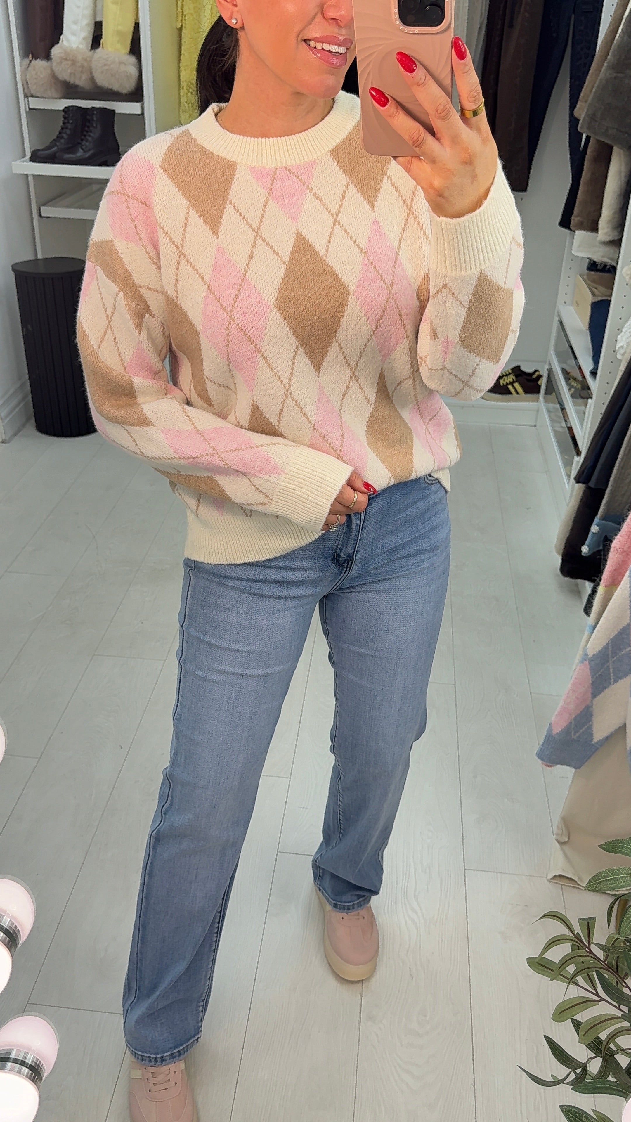 Anabella Super Soft Argyle Print Jumper