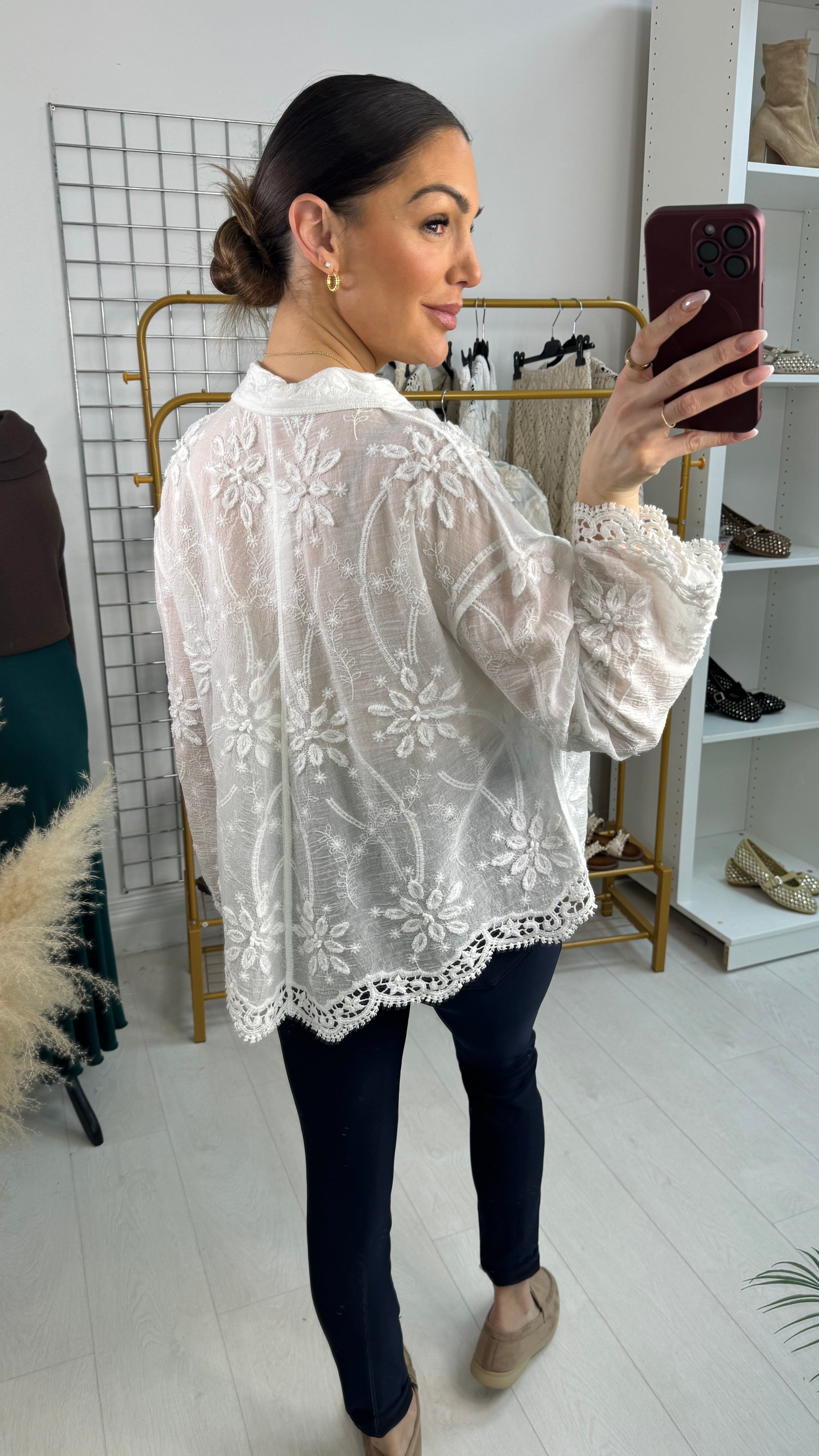 Tayah Floral Embroidered Loose Fit Shirt