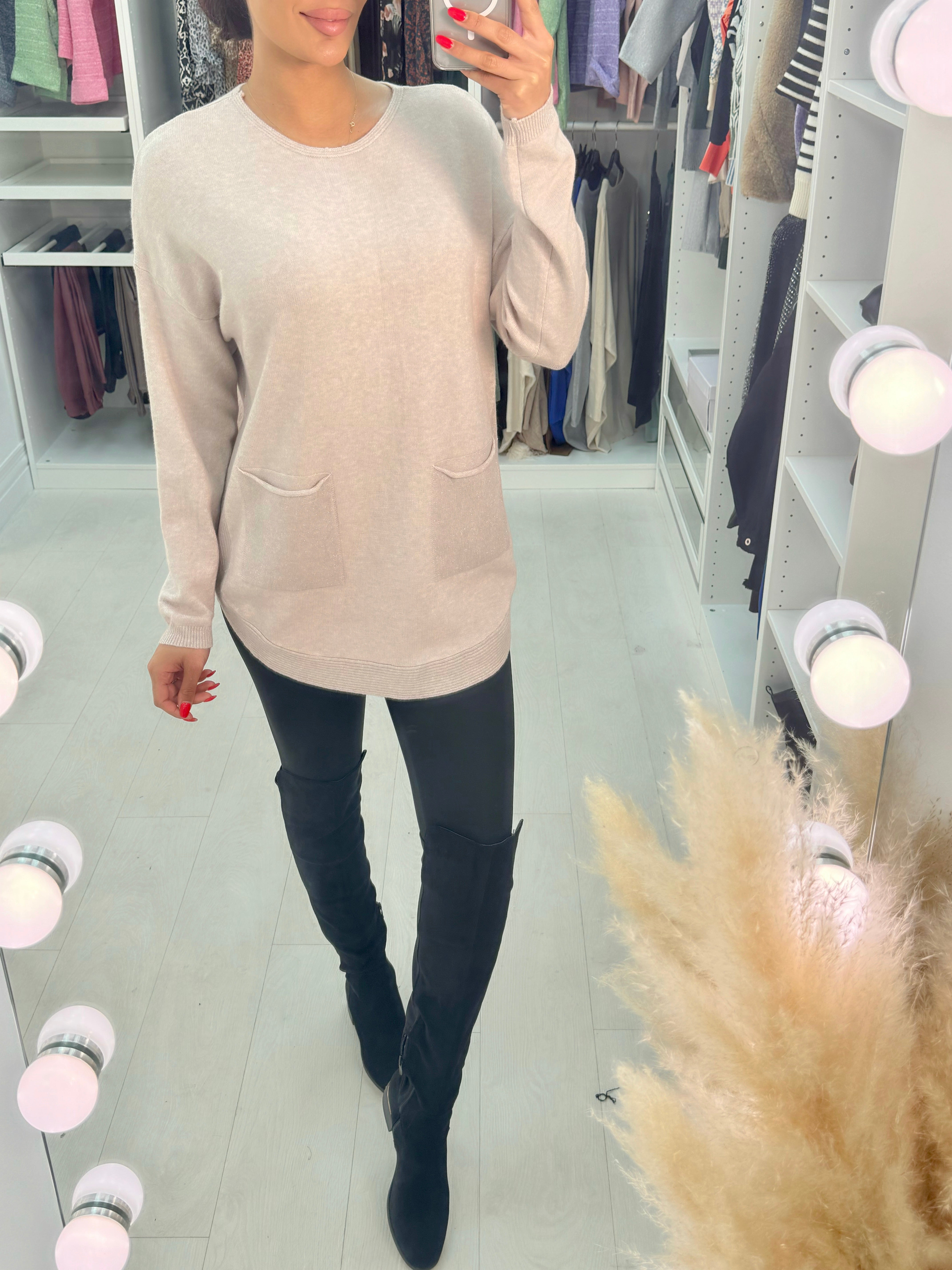 Janey Sparkle Curved Hem Jumper