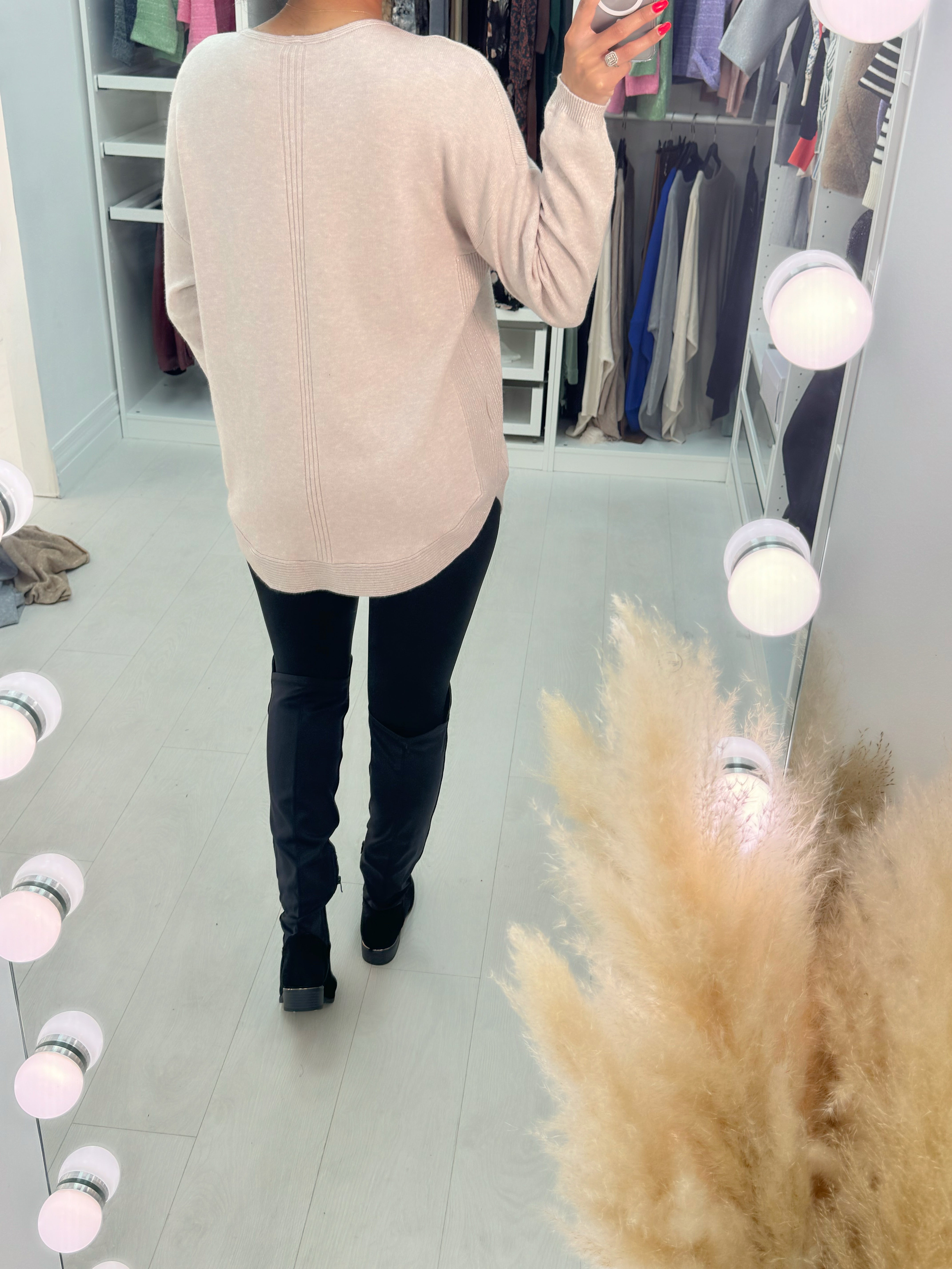 Janey Sparkle Curved Hem Jumper