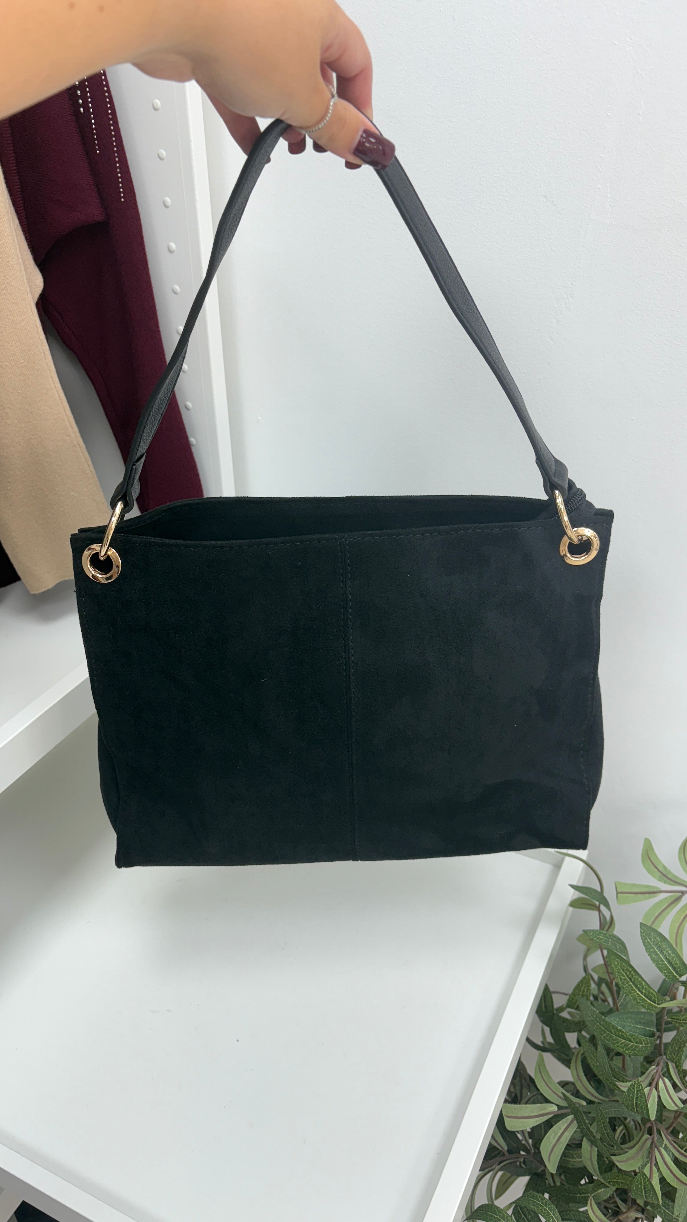 Mindi Faux Suede Shoulder Bag