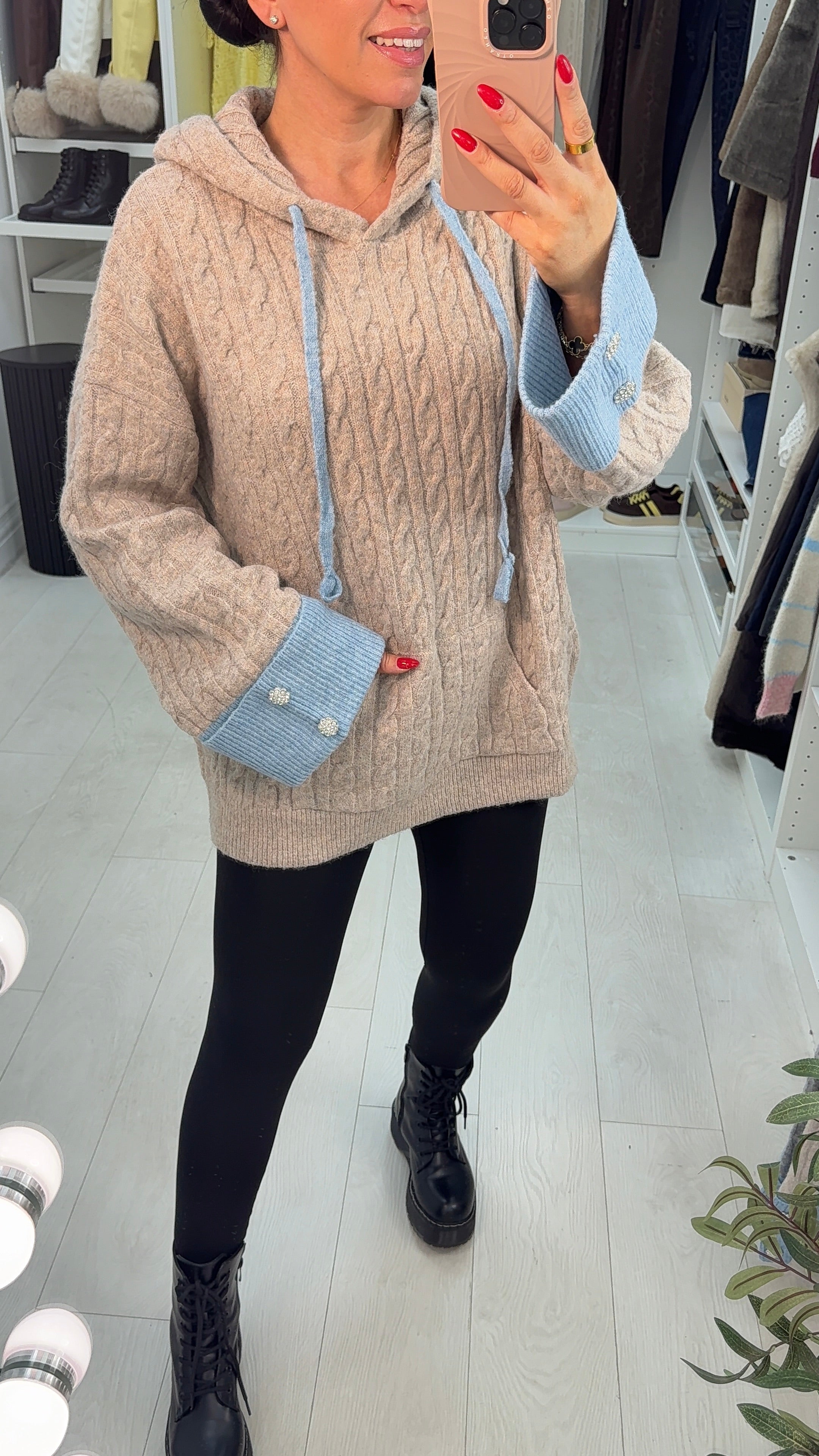 Madrina Cable Knit Hooded Jumper