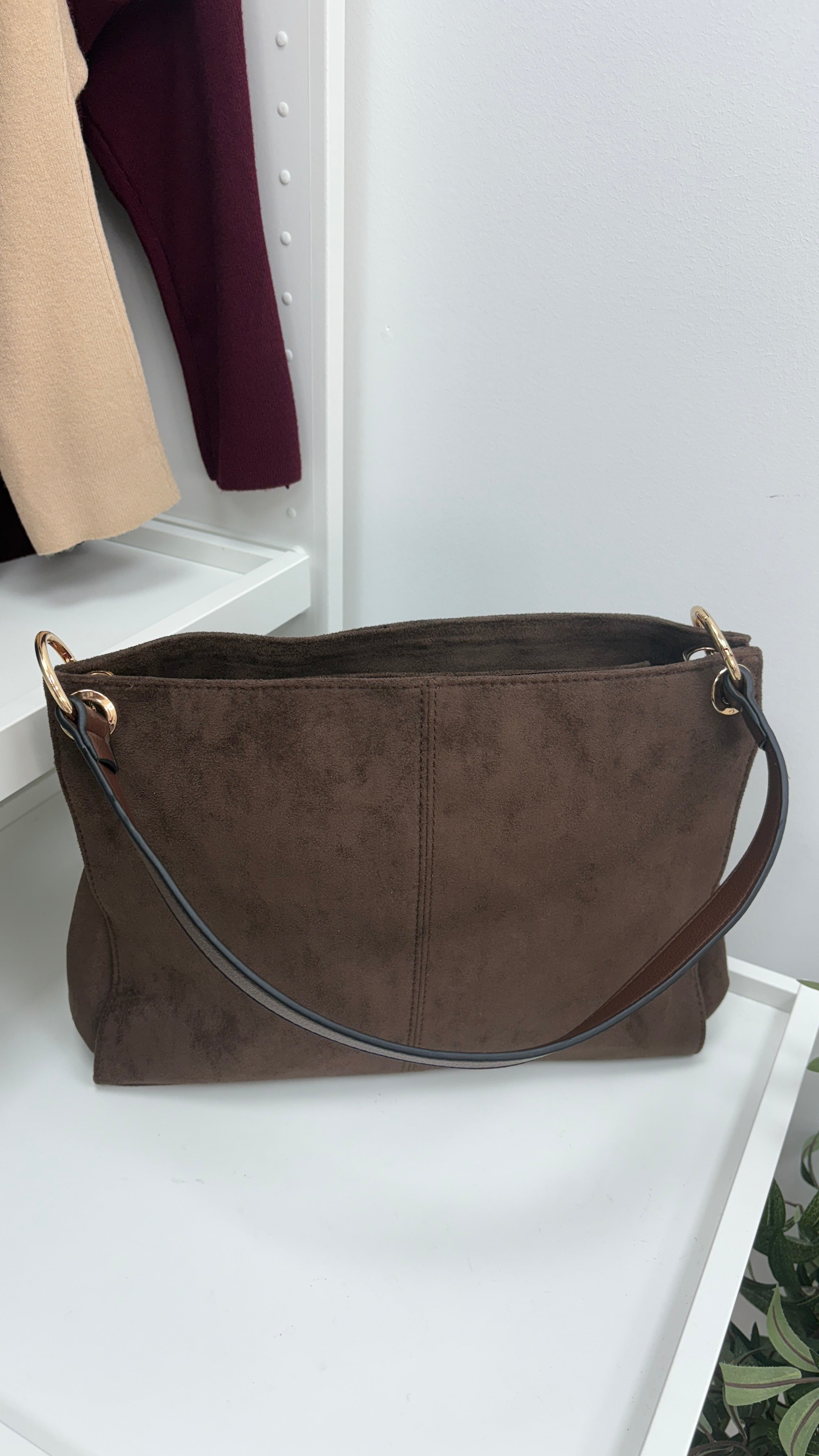 Mindi Faux Suede Shoulder Bag