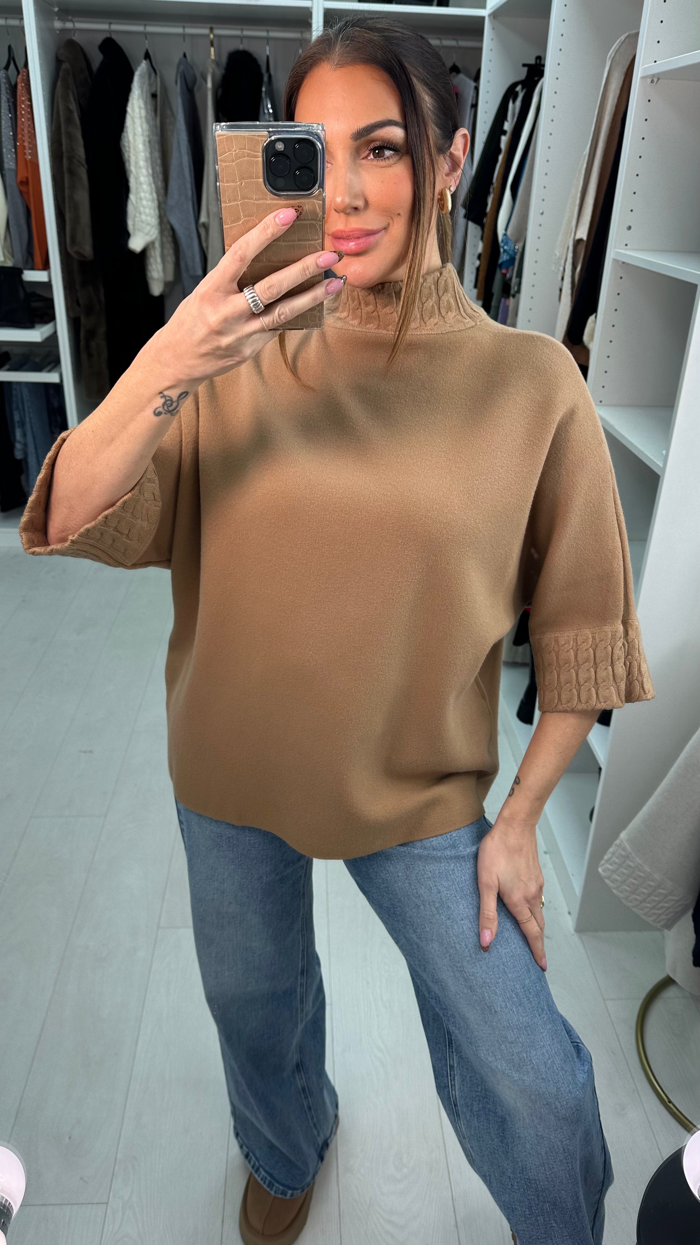 Maurice Cable Hem Detail 3/4 Sleeve Jumper