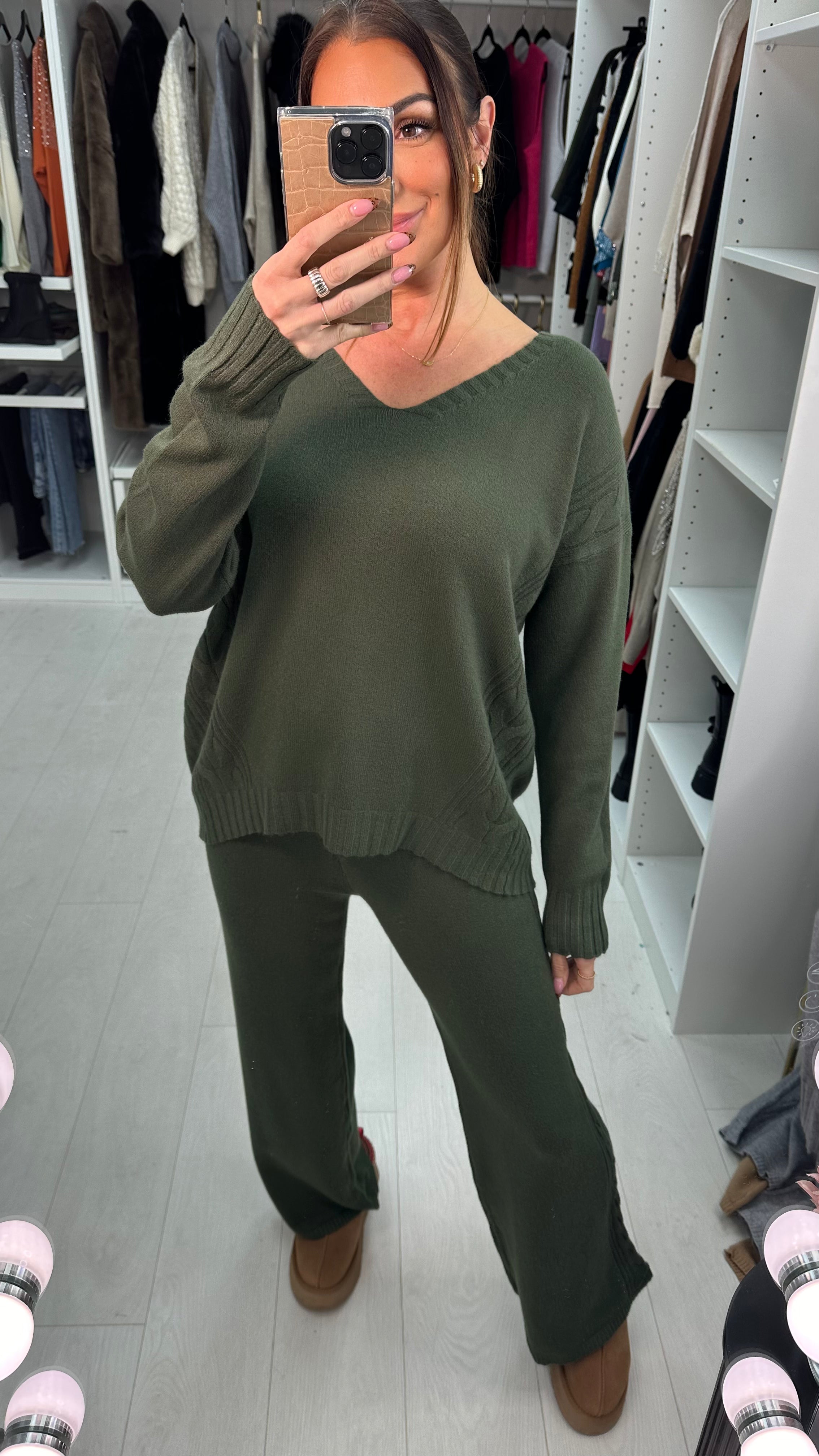 Cordella Plain Cable Detail Loungewear Set