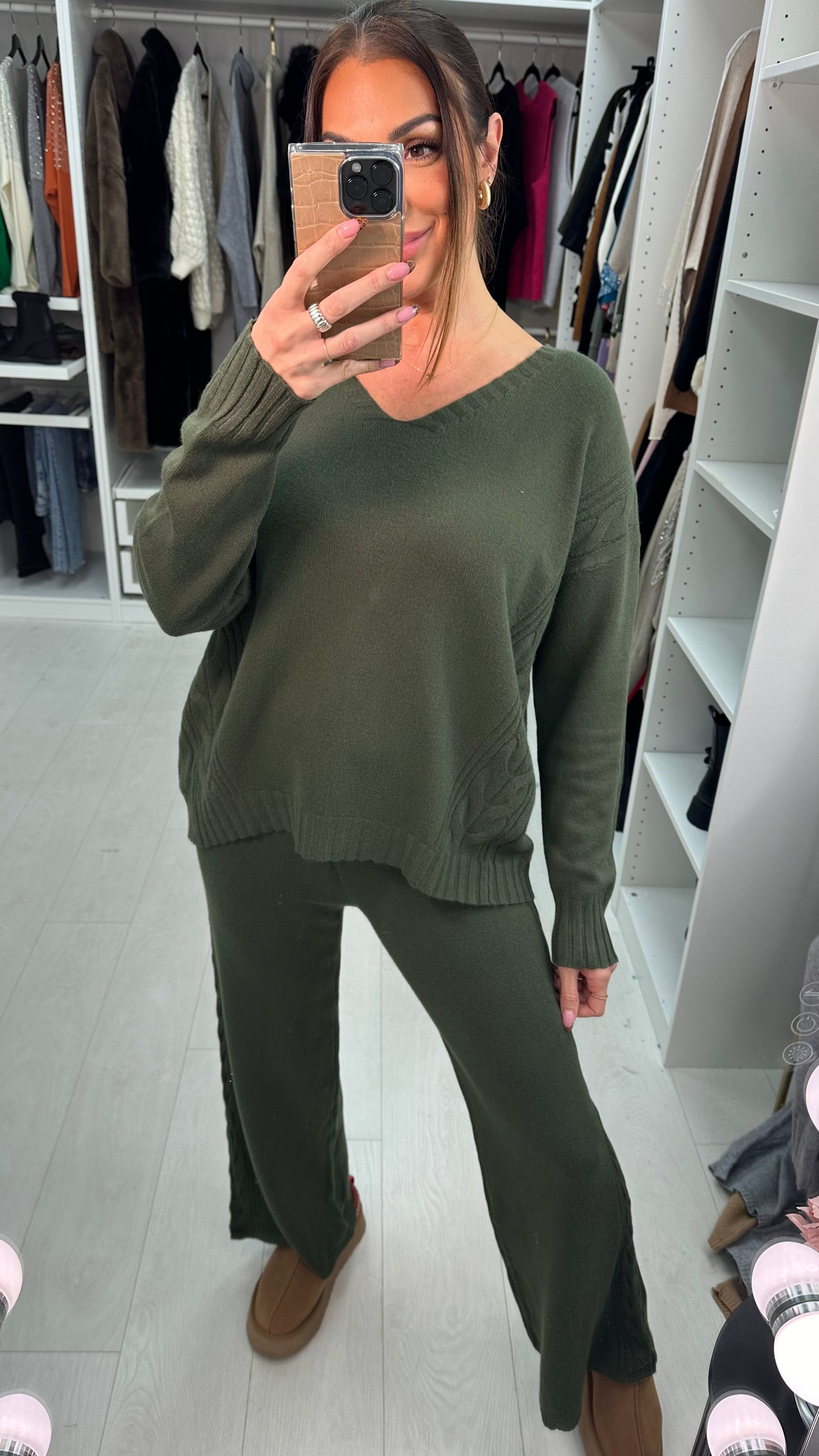 Cordella Plain Cable Detail Loungewear Set