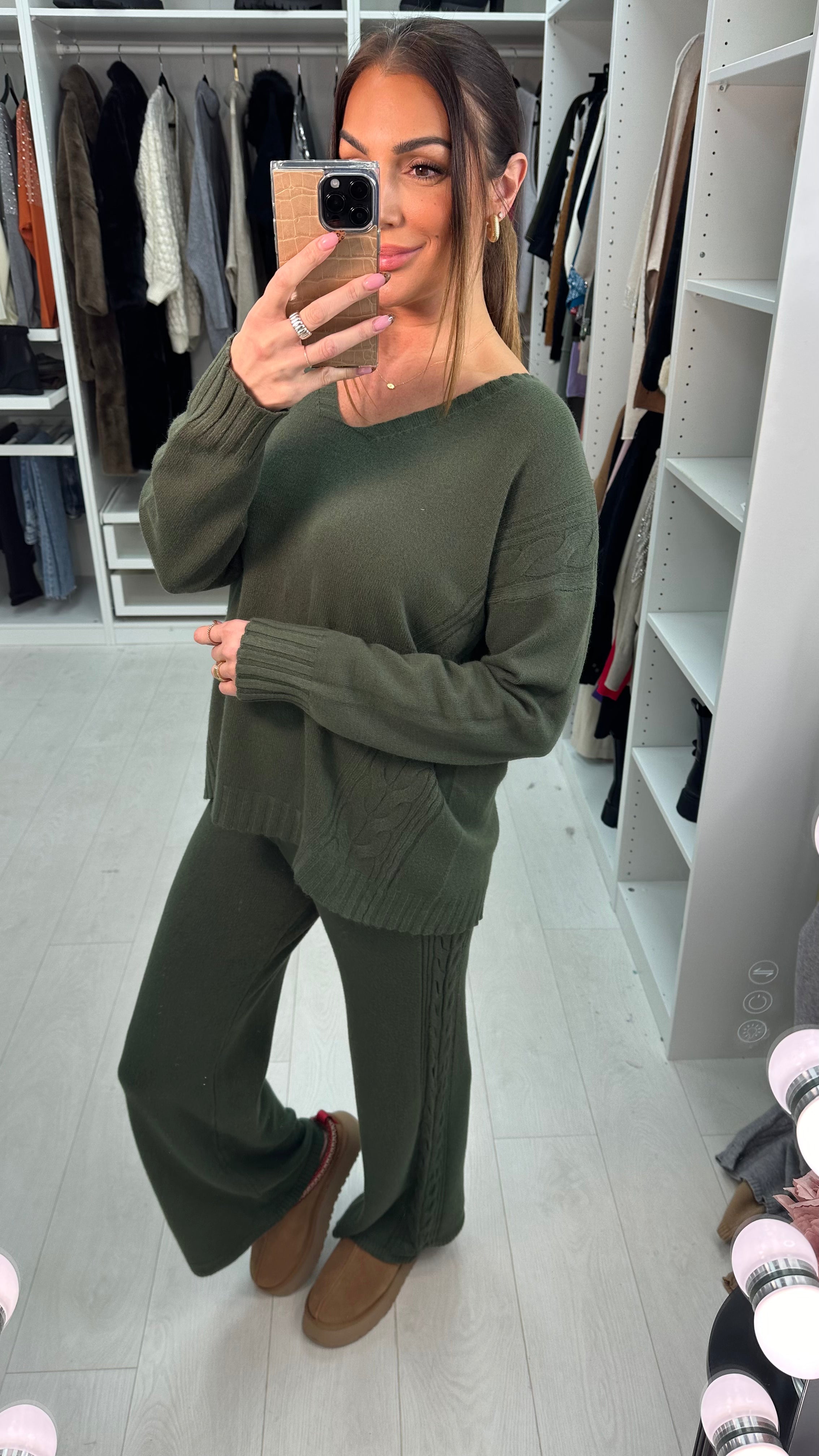 Cordella Plain Cable Detail Loungewear Set