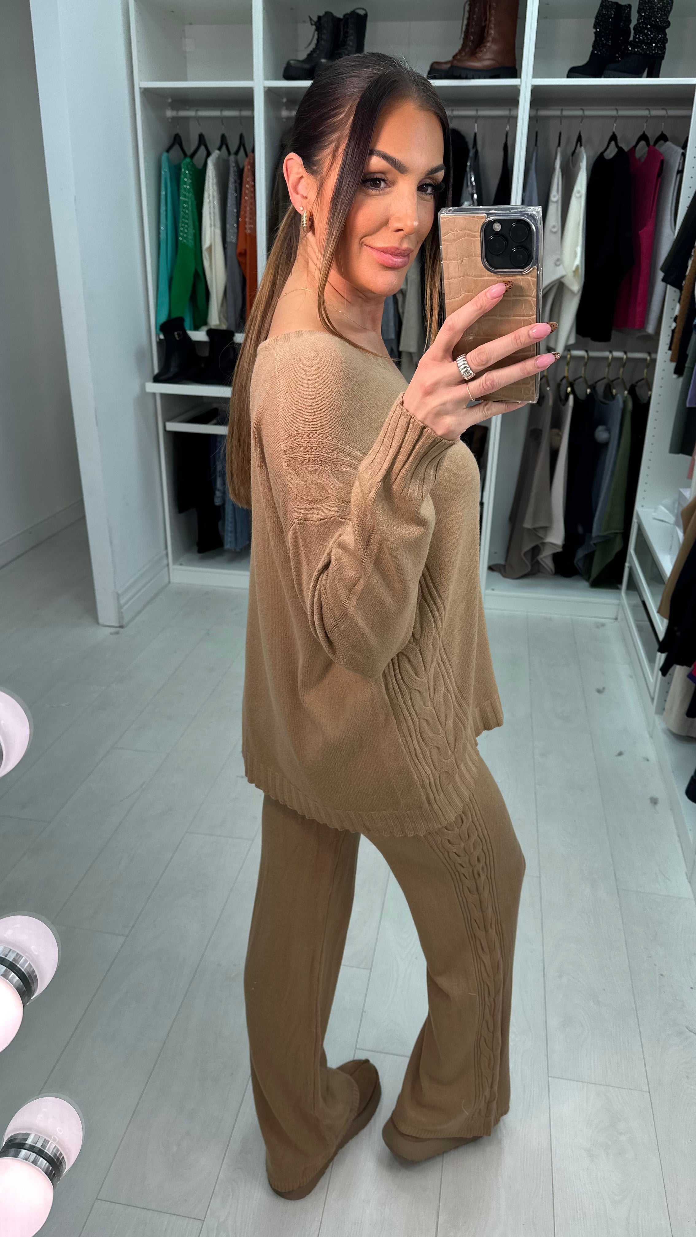 Cordella Plain Cable Detail Loungewear Set