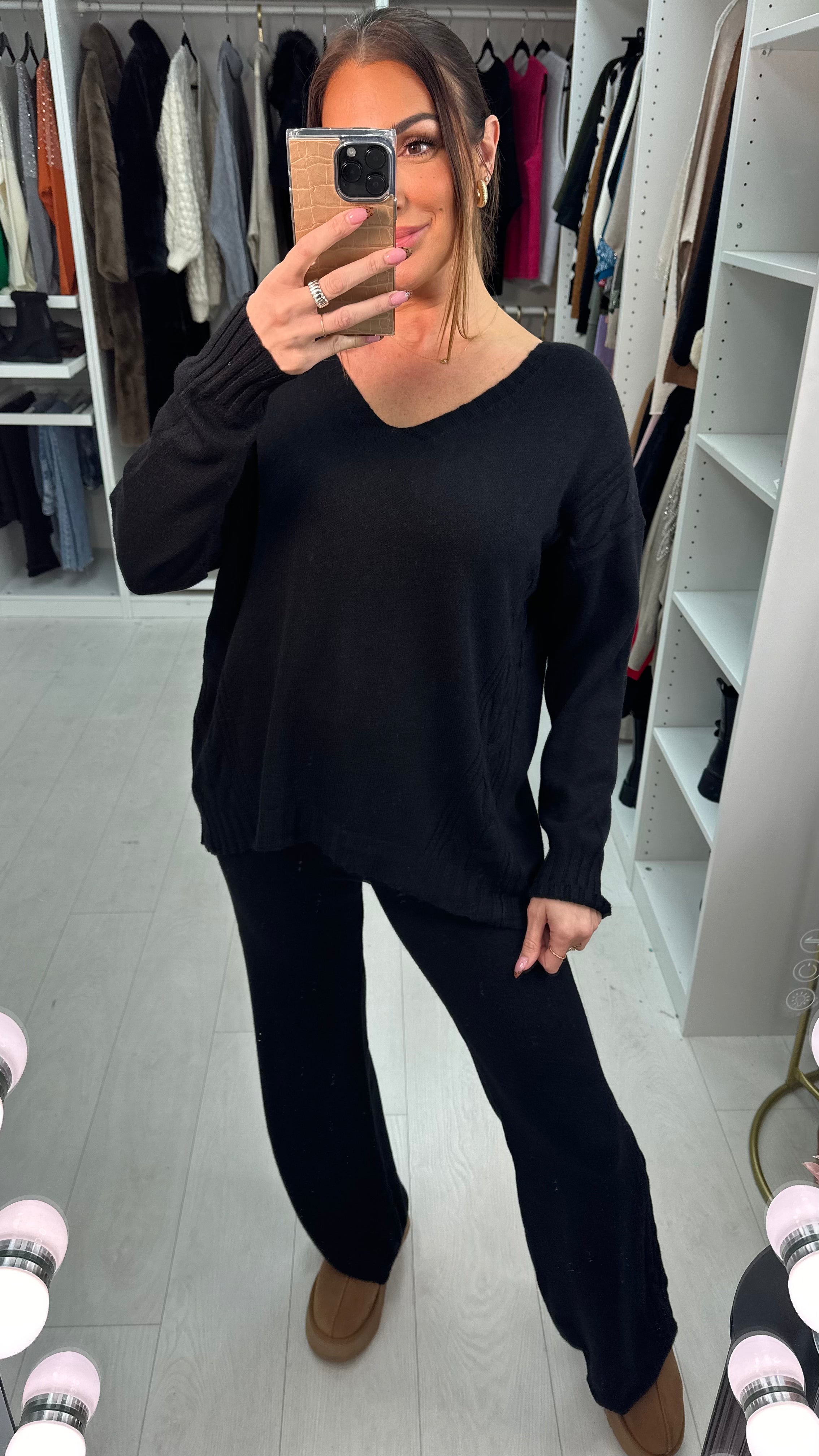 Cordella Plain Cable Detail Loungewear Set