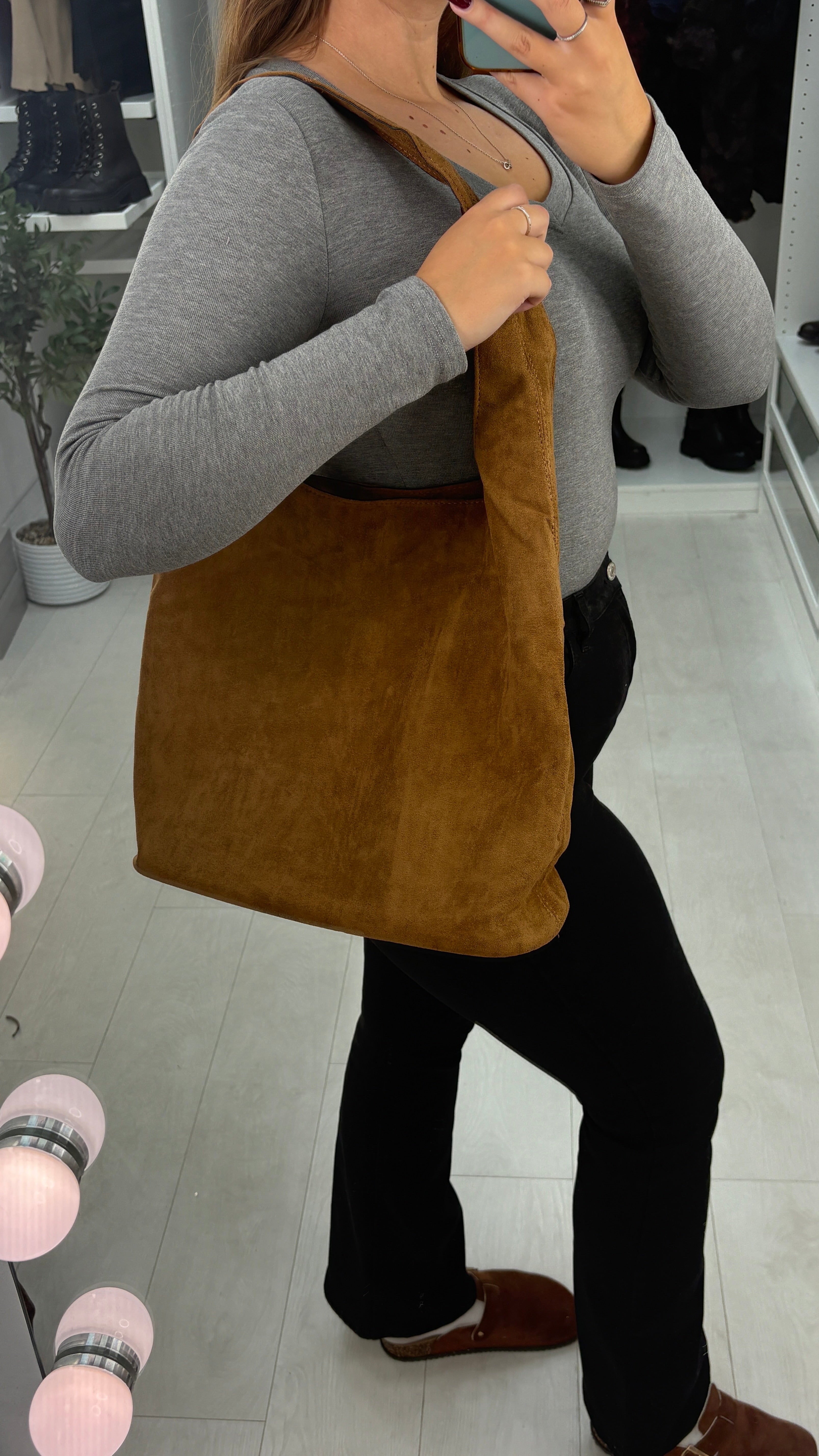 Roxanna Faux Suede Slouchy Shoulder Bag