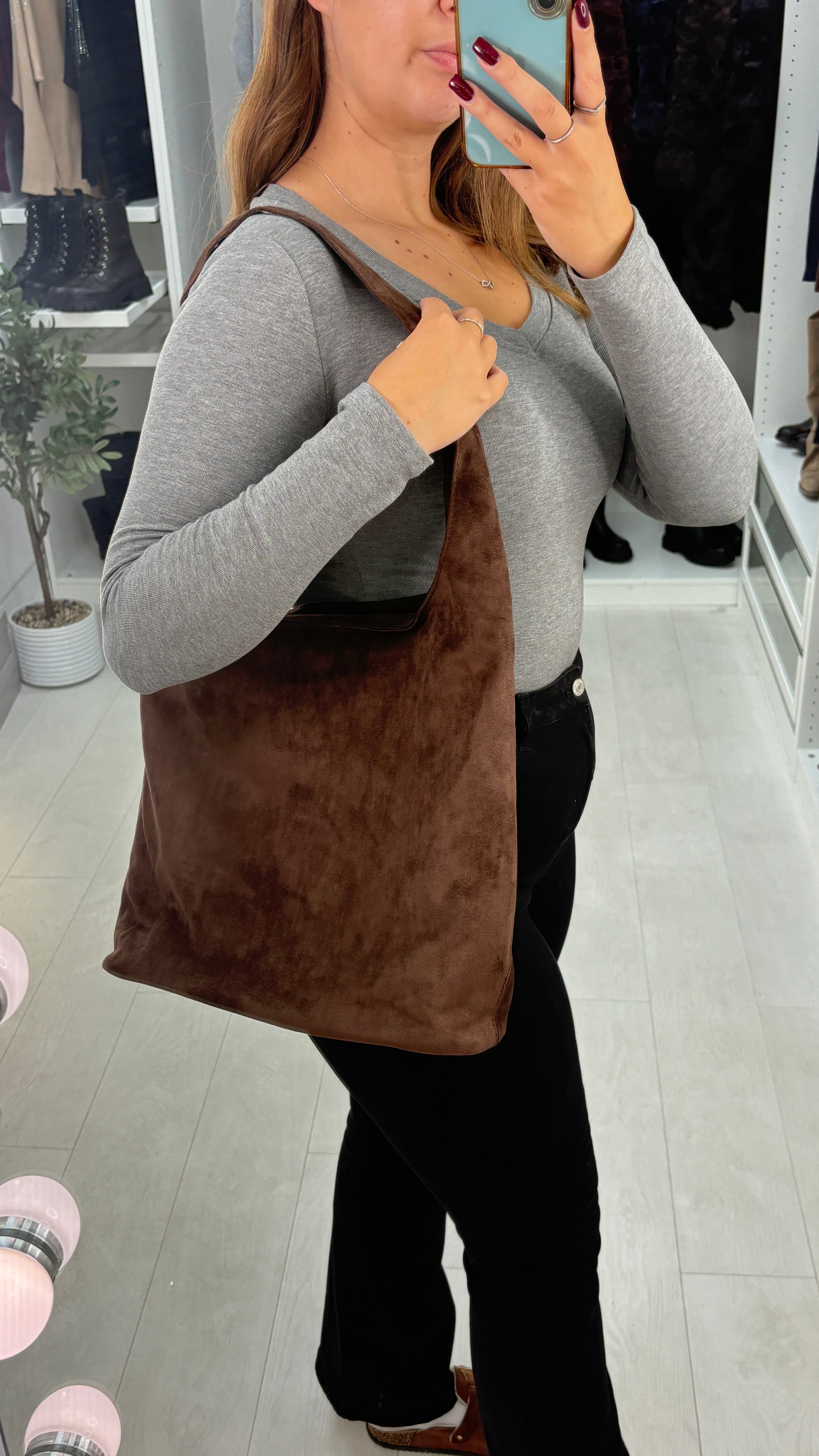 Roxanna Faux Suede Slouchy Shoulder Bag