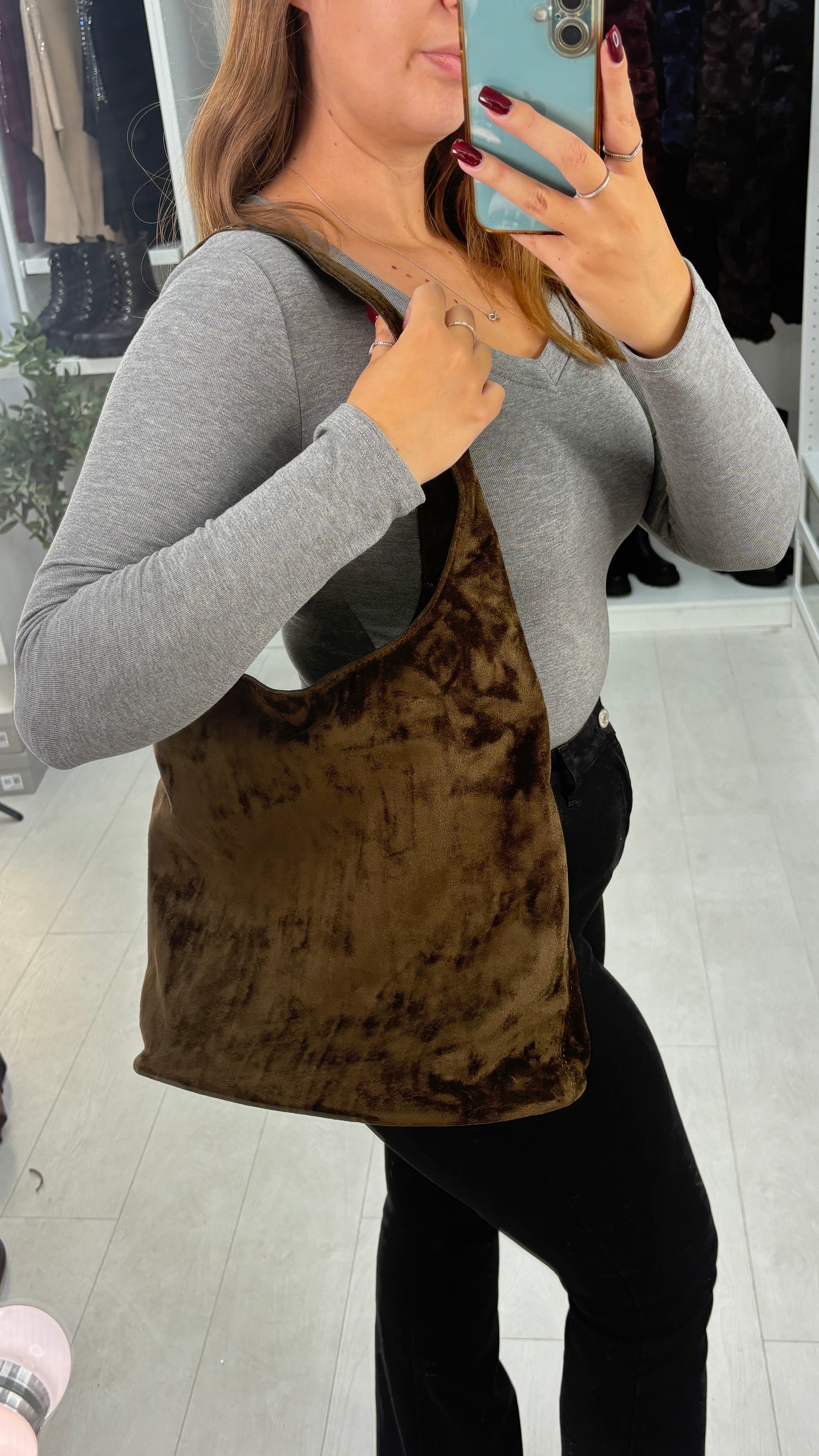 Roxanna Faux Suede Slouchy Shoulder Bag