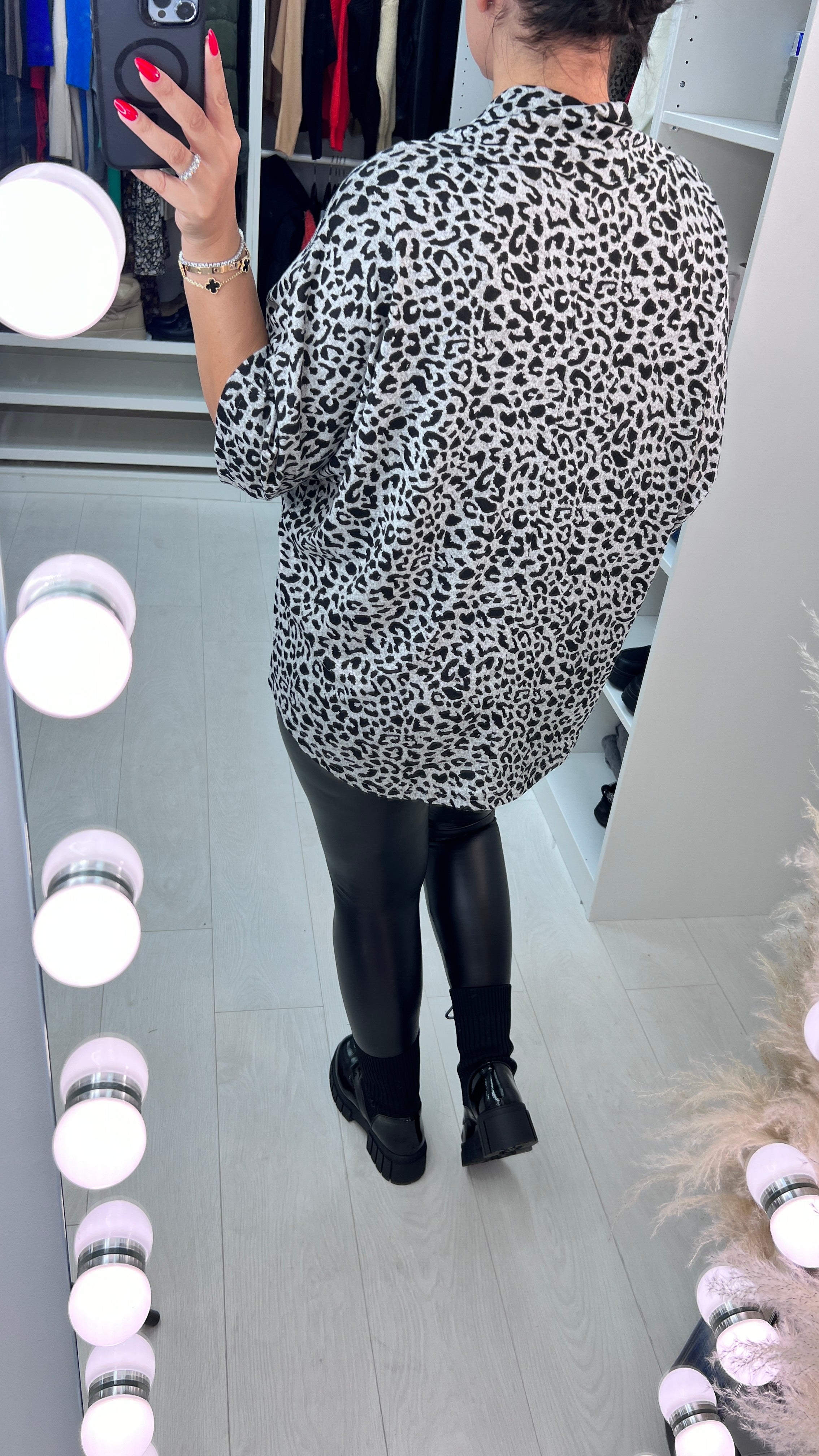 Elsa Leopard Print Cowl Neck Fine Knit Jumper