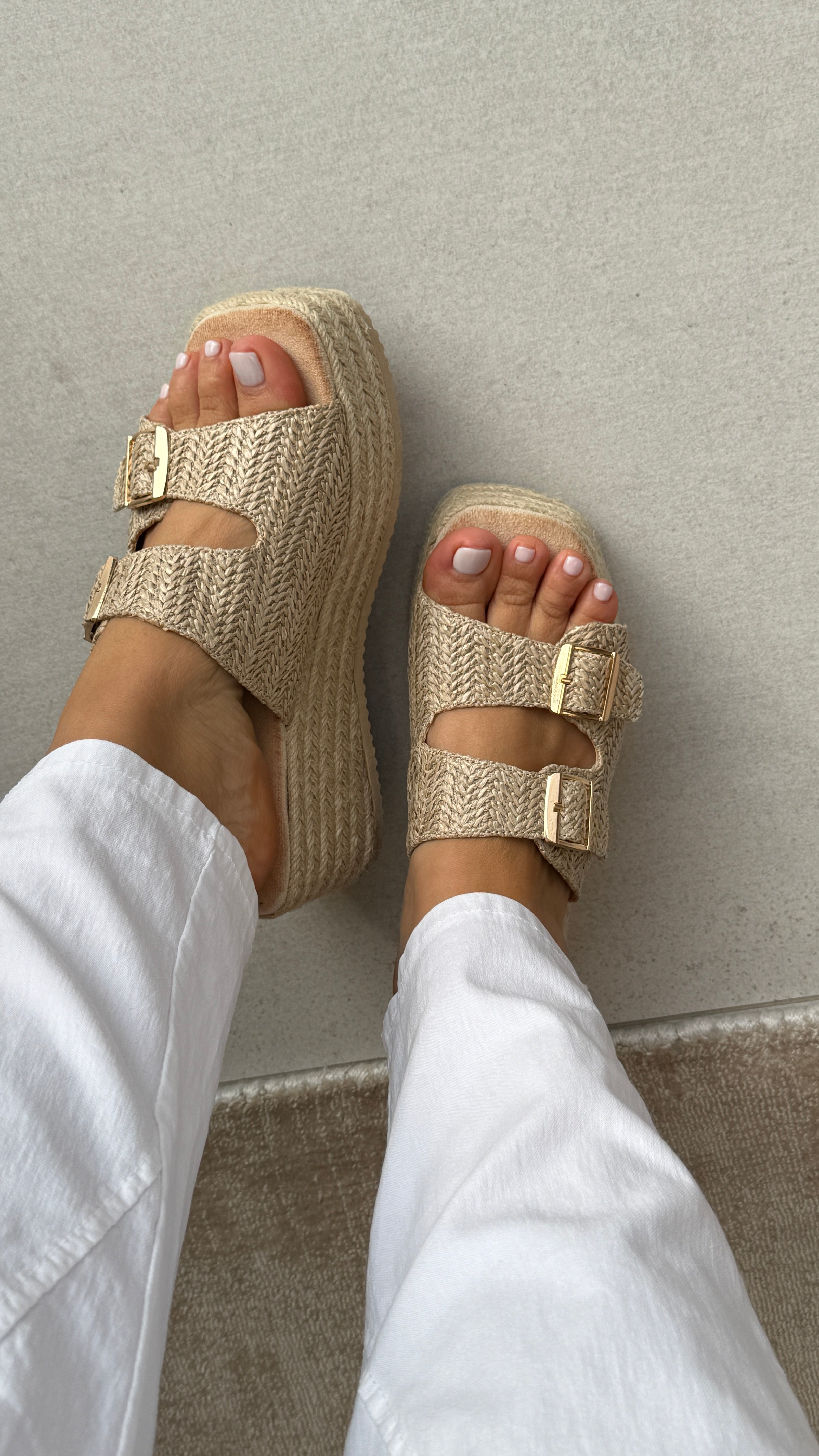 Lara Woven Platform Buckle Mules