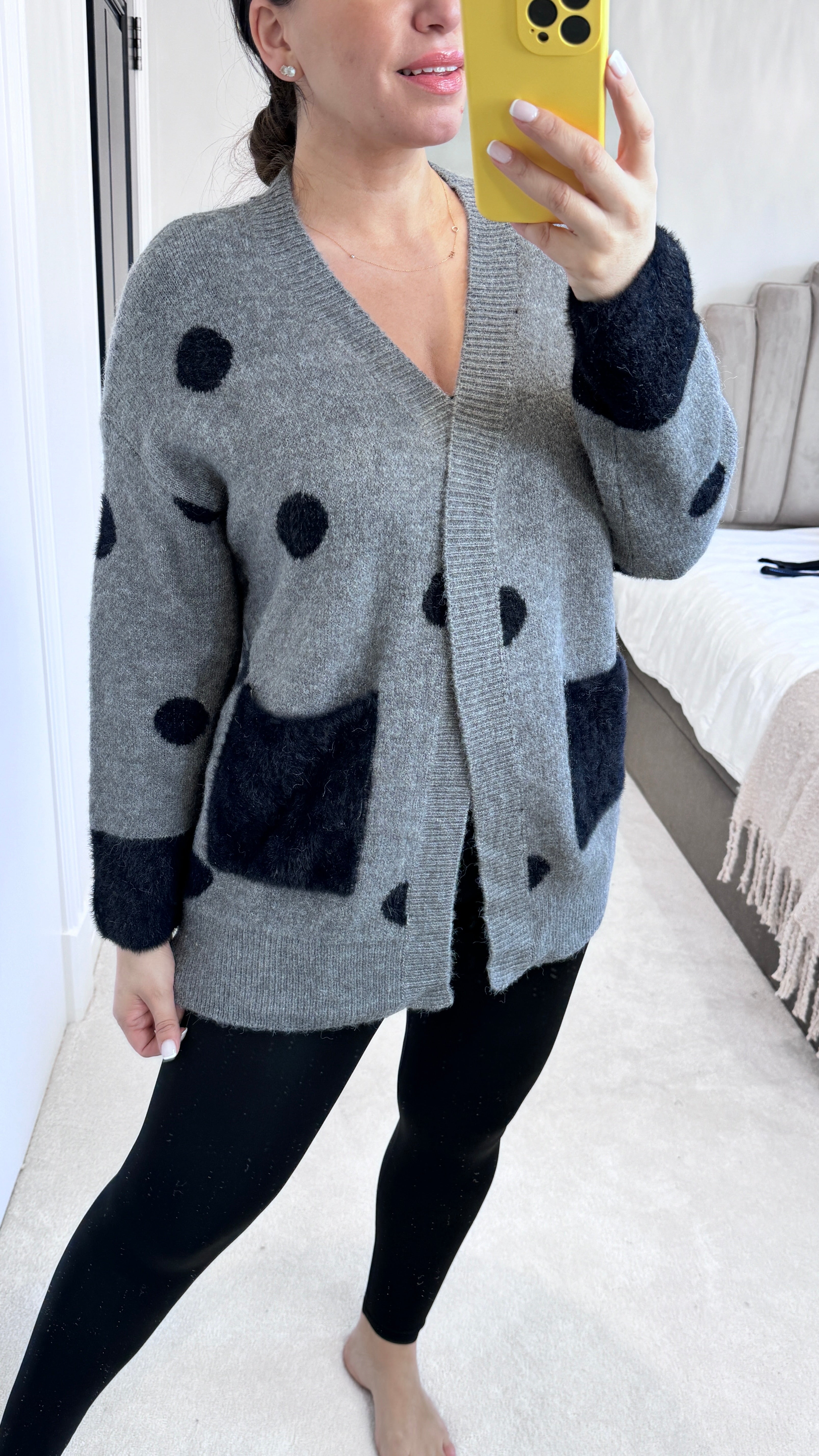 Cassidy Faux Fur Polka Dot Cardigan