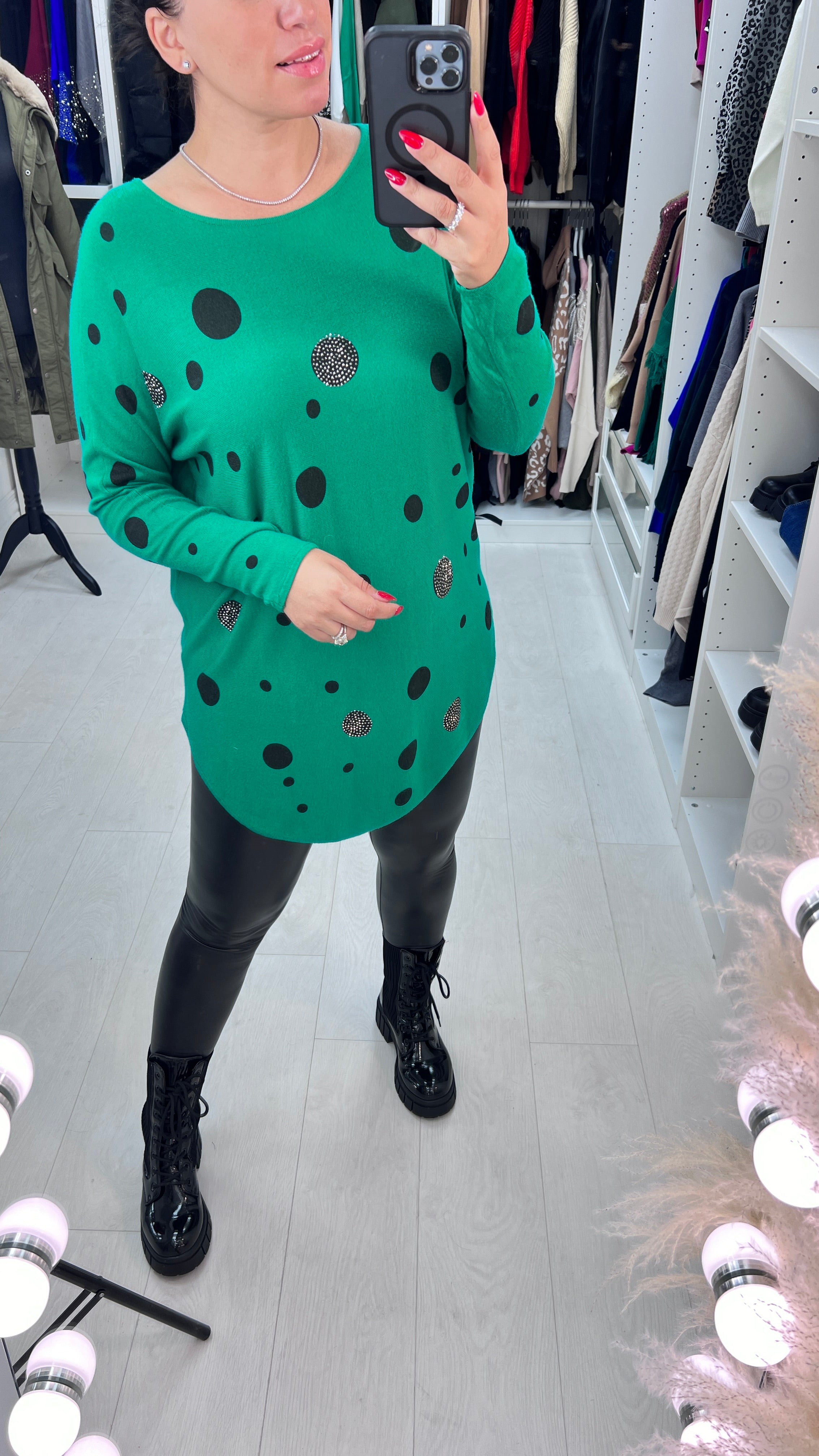 Mildred Diamante Spot Fine Knit Jumper