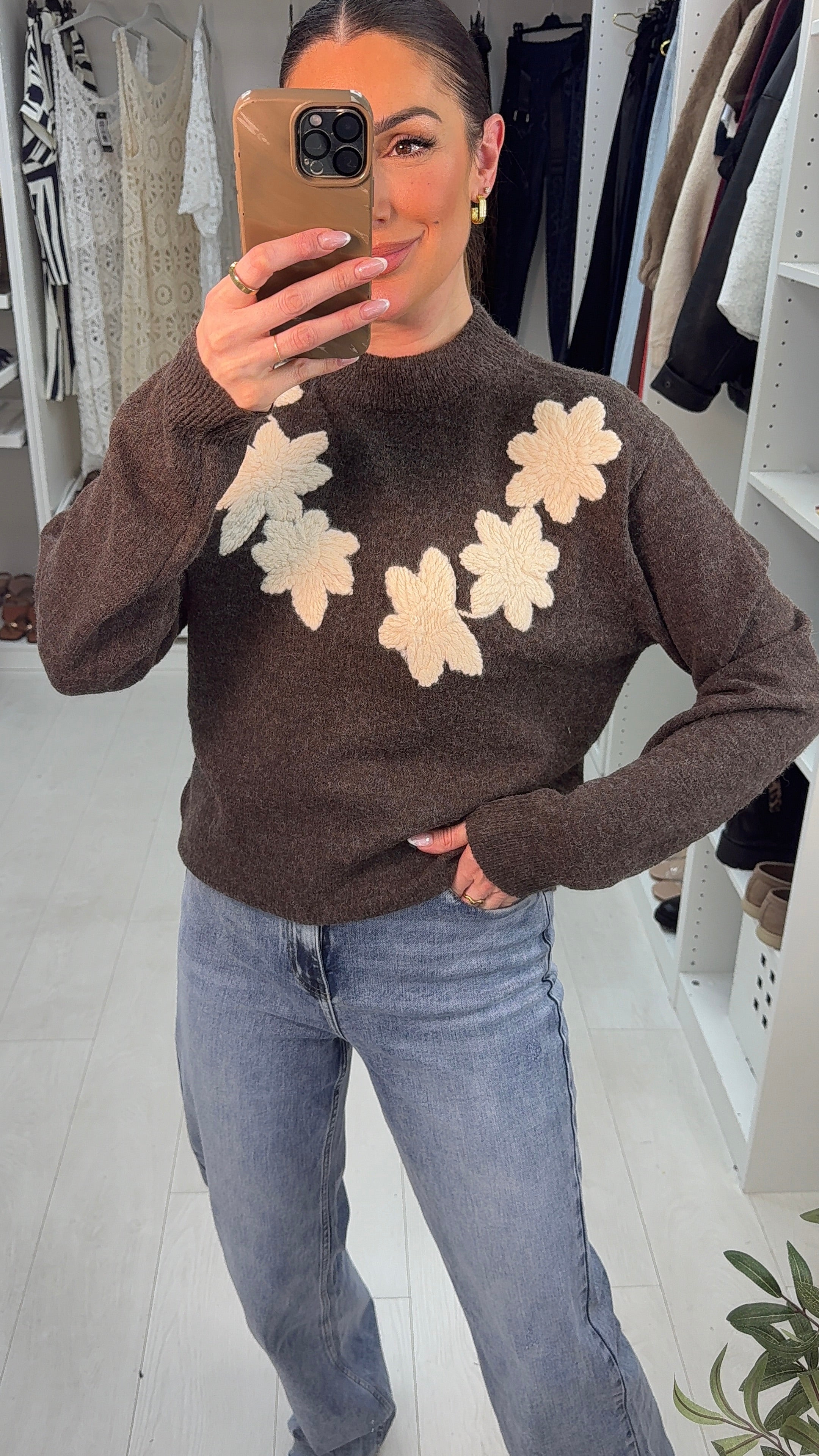Gaby Floral Embroidered Round Neck Jumper