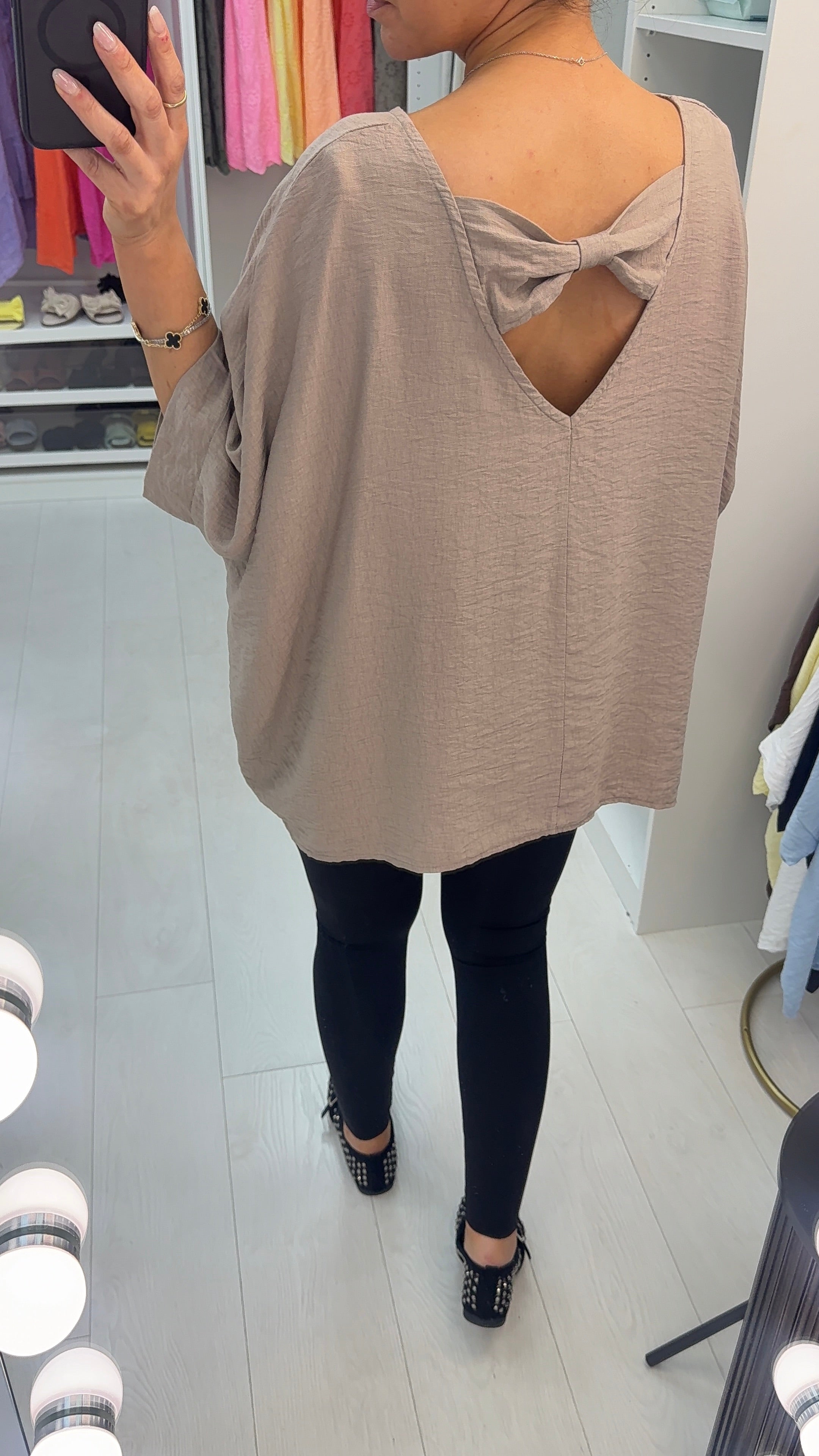 Mylana Plain Bow Back Loose Fit Top