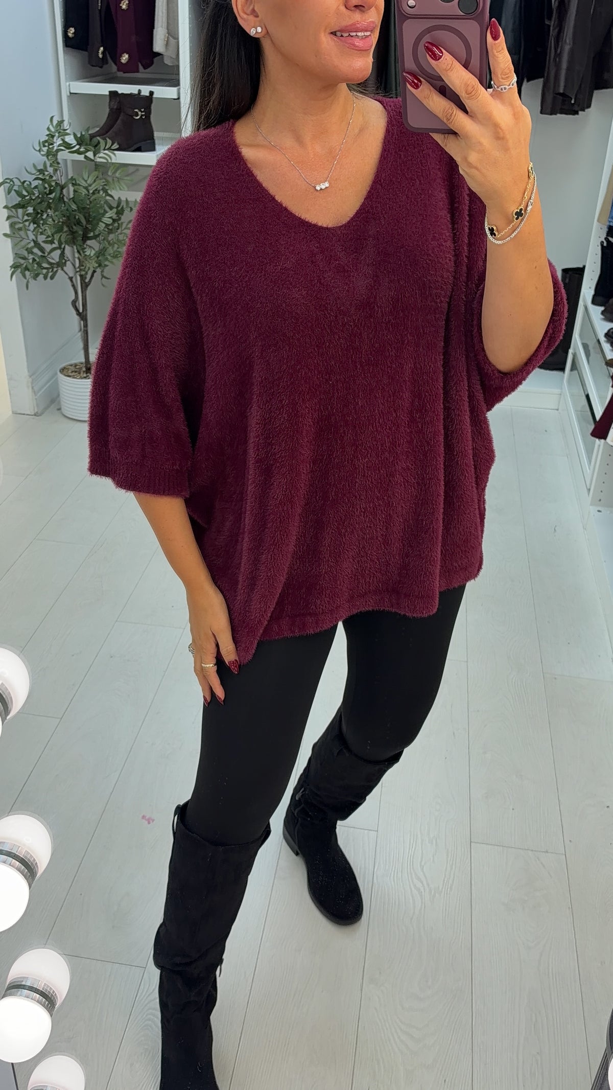 Trinity Plain Fluffy Batwing Jumper